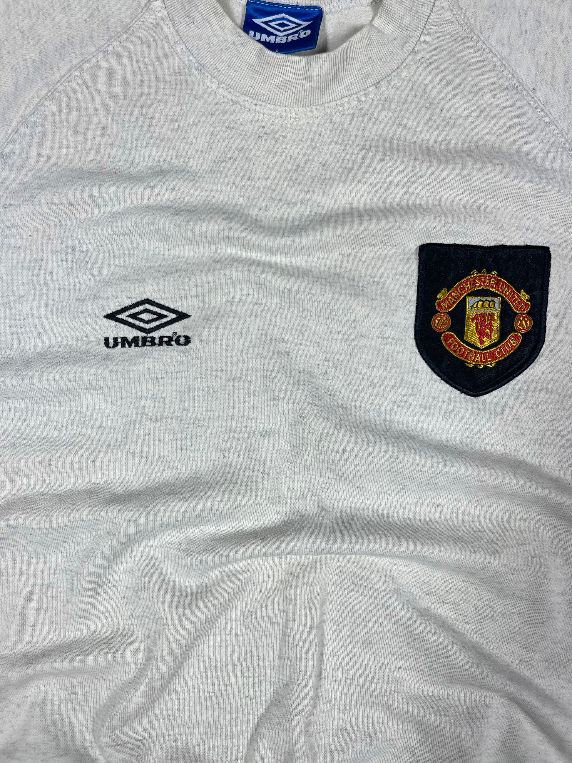 Vintage Manchester United Umbro 1993 - 1994 Sweatshirt Crew Neck Sweat Top Grey Size L