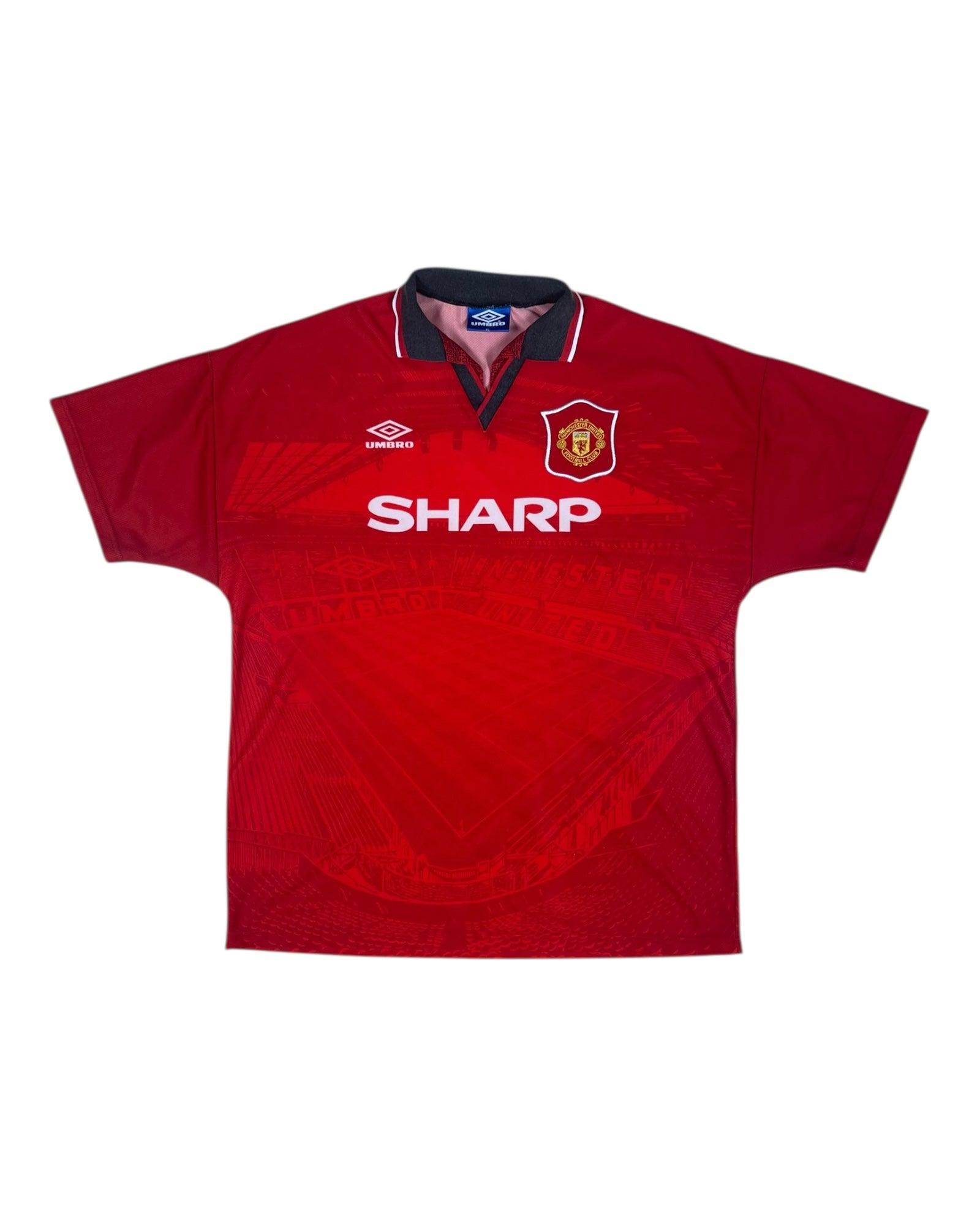 Vintage Manchester United Umbro 1994 - 1996 Home Football Shirt Sharp Red Size XL