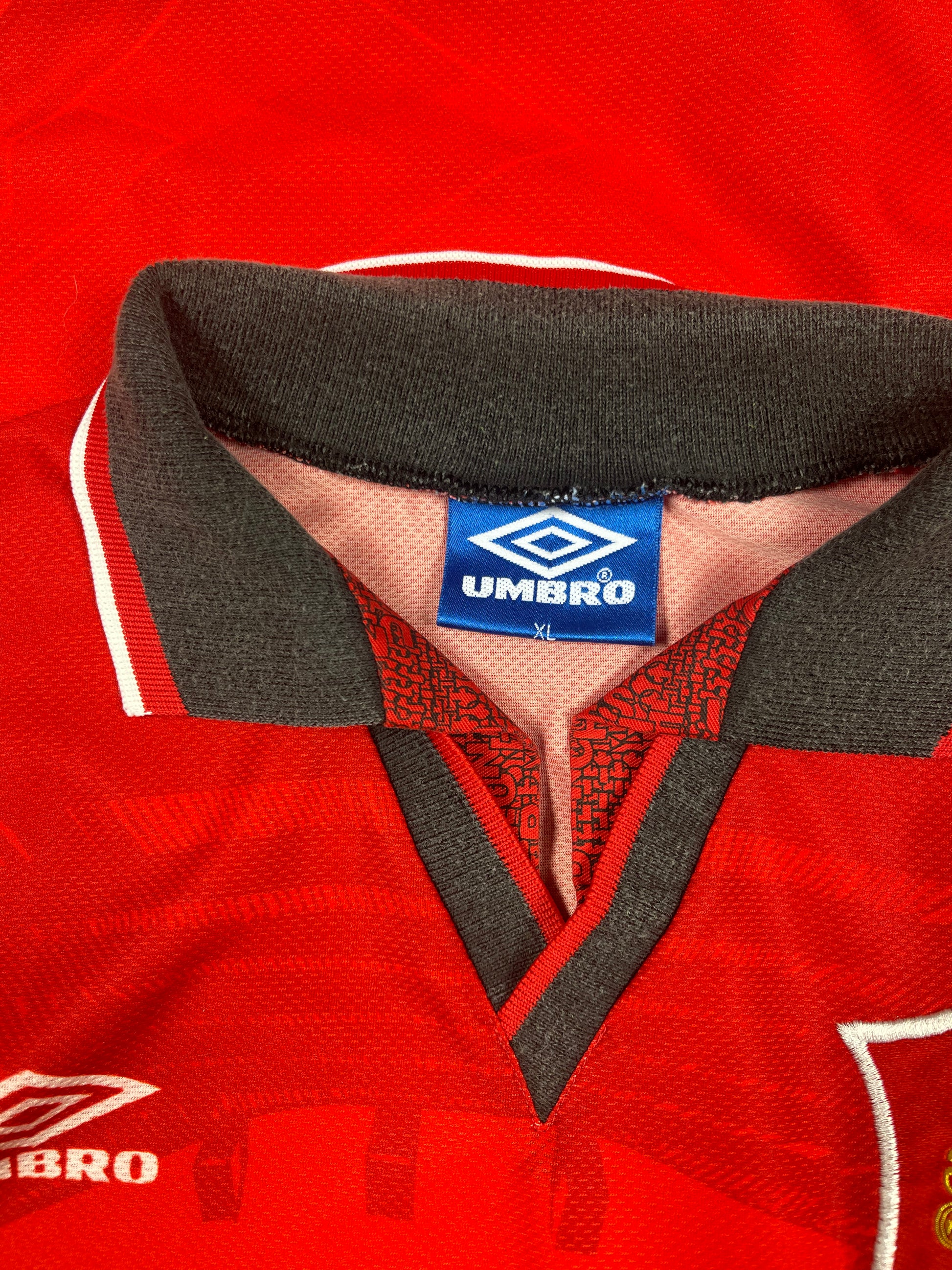 Vintage Manchester United Umbro 1994 - 1996 Home Football Shirt Sharp Red Size XL