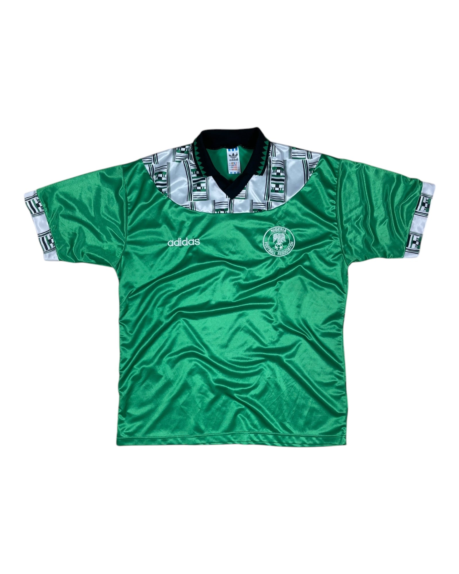 Vintage Nigeria Adidas 1994 - 1996 Home Football Shirt Green Size XL Made in UK World Cup 1994 USA