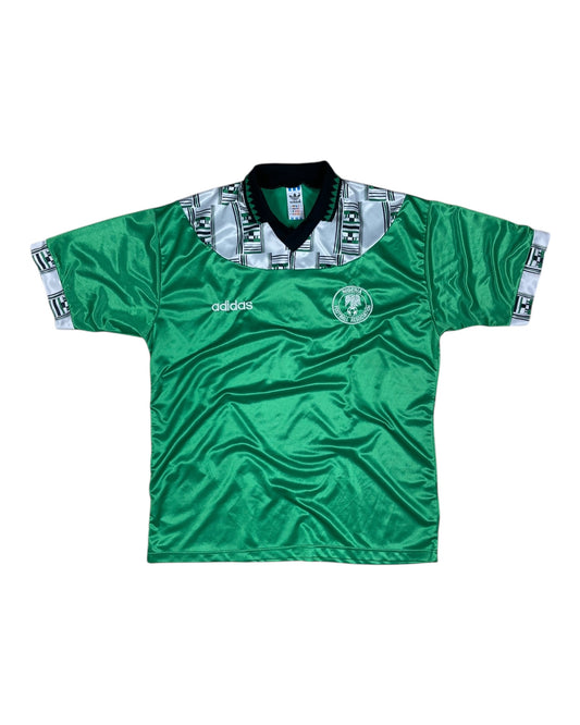 Vintage Nigeria Adidas 1994 - 1996 Home Football Shirt Green Size XL Made in UK World Cup 1994 USA