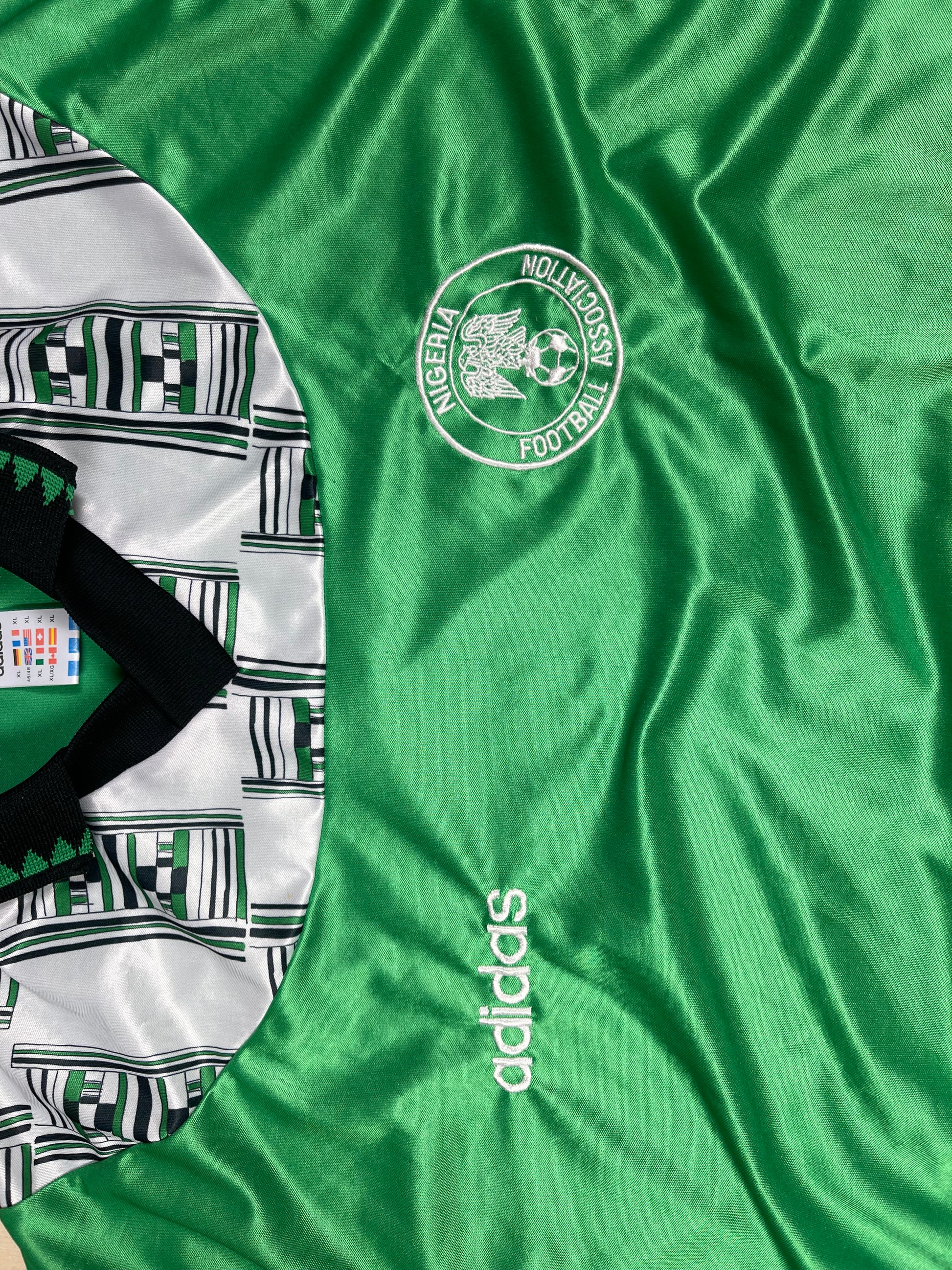 Vintage Nigeria Adidas 1994 - 1996 Home Football Shirt Green Size XL Made in UK World Cup 1994 USA