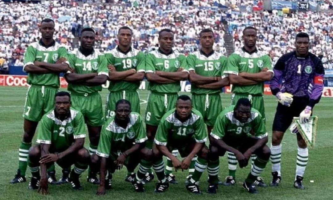 Vintage Nigeria Adidas 1994 - 1996 Home Football Shirt Green Size XL Made in UK World Cup 1994 USA