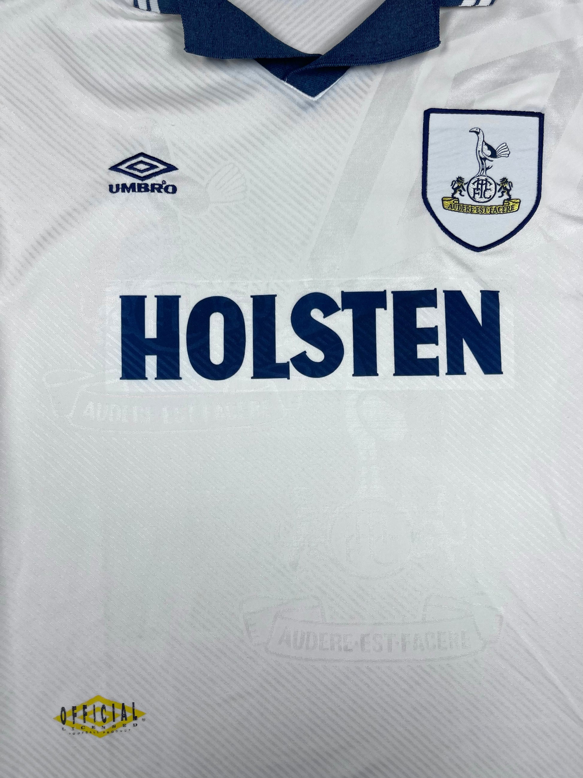 Vintage Tottenham Hotspur Spurs Umbro 1993 - 1995 Home Football Shirt Size M White Holsten