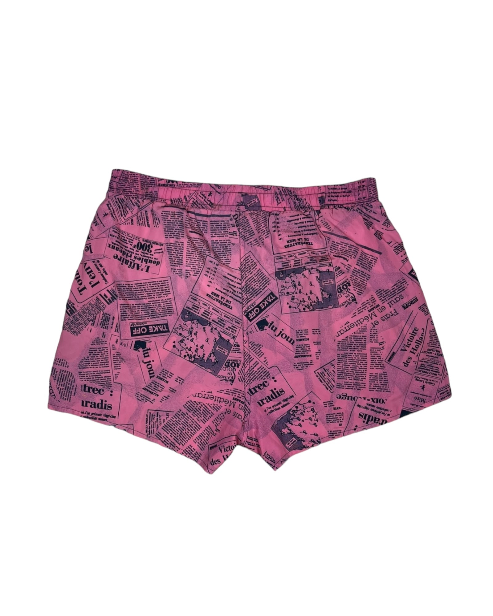 Vintage 90's Adidas Take Off Shorts Newspaper Pattern Size M - L Pink - Fuchsia 7936