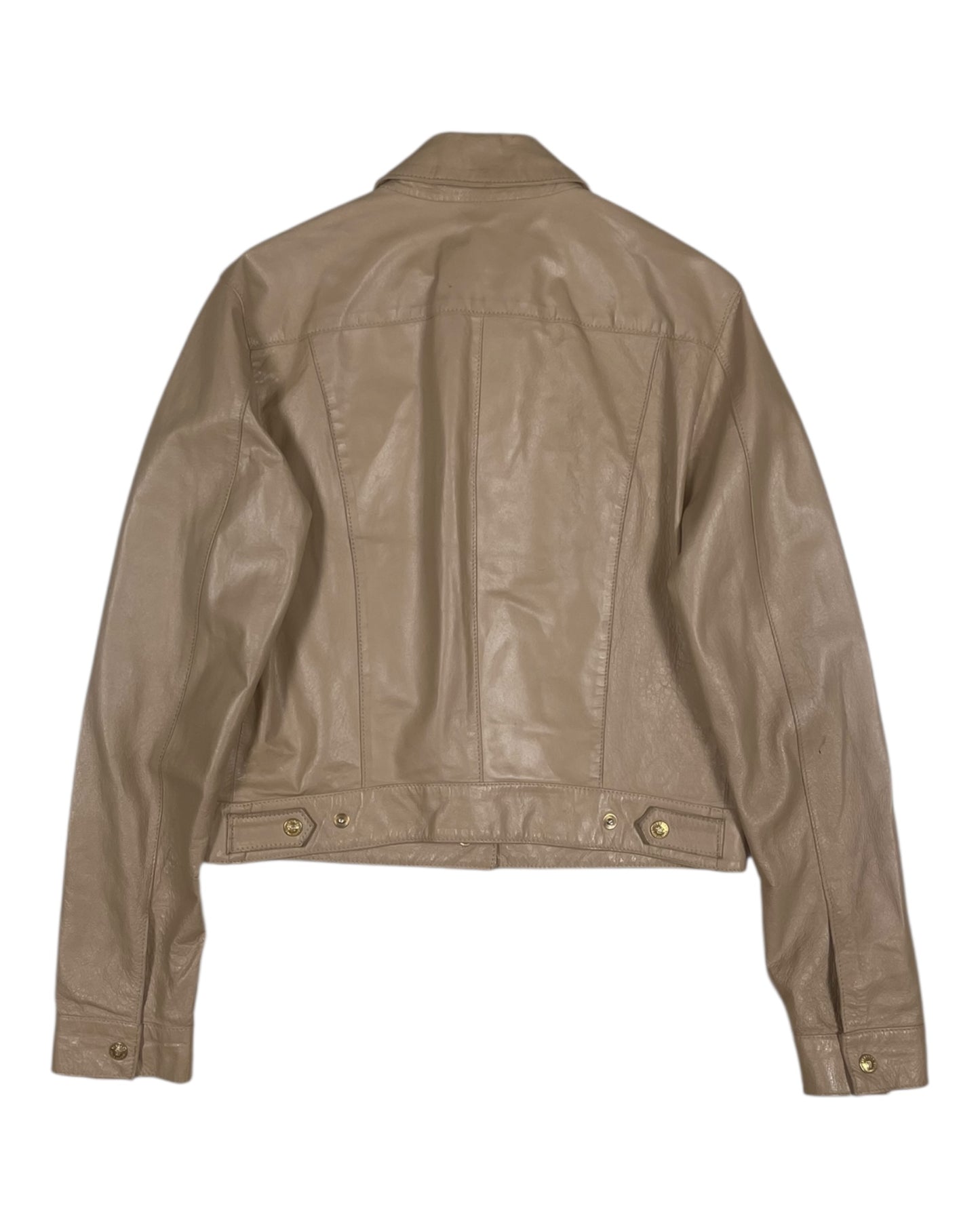 Vintage Y2K Versace Jeans Couture Leather Jacket Made in Italy Size M Beige