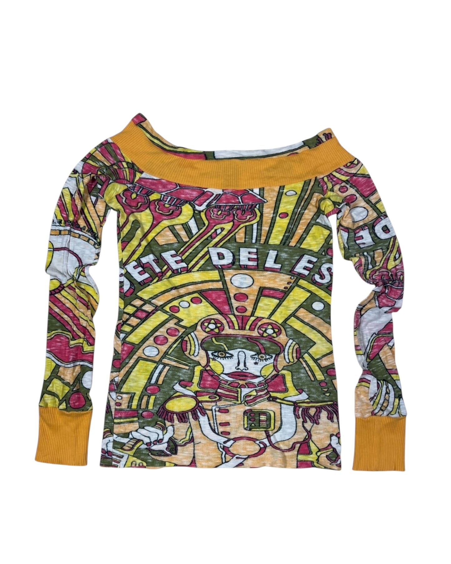 Y2K Diesel Blouse Slim Fit - Skin Tight Dropped Shoulders S-L Cotton Multicolor 2000 '00's