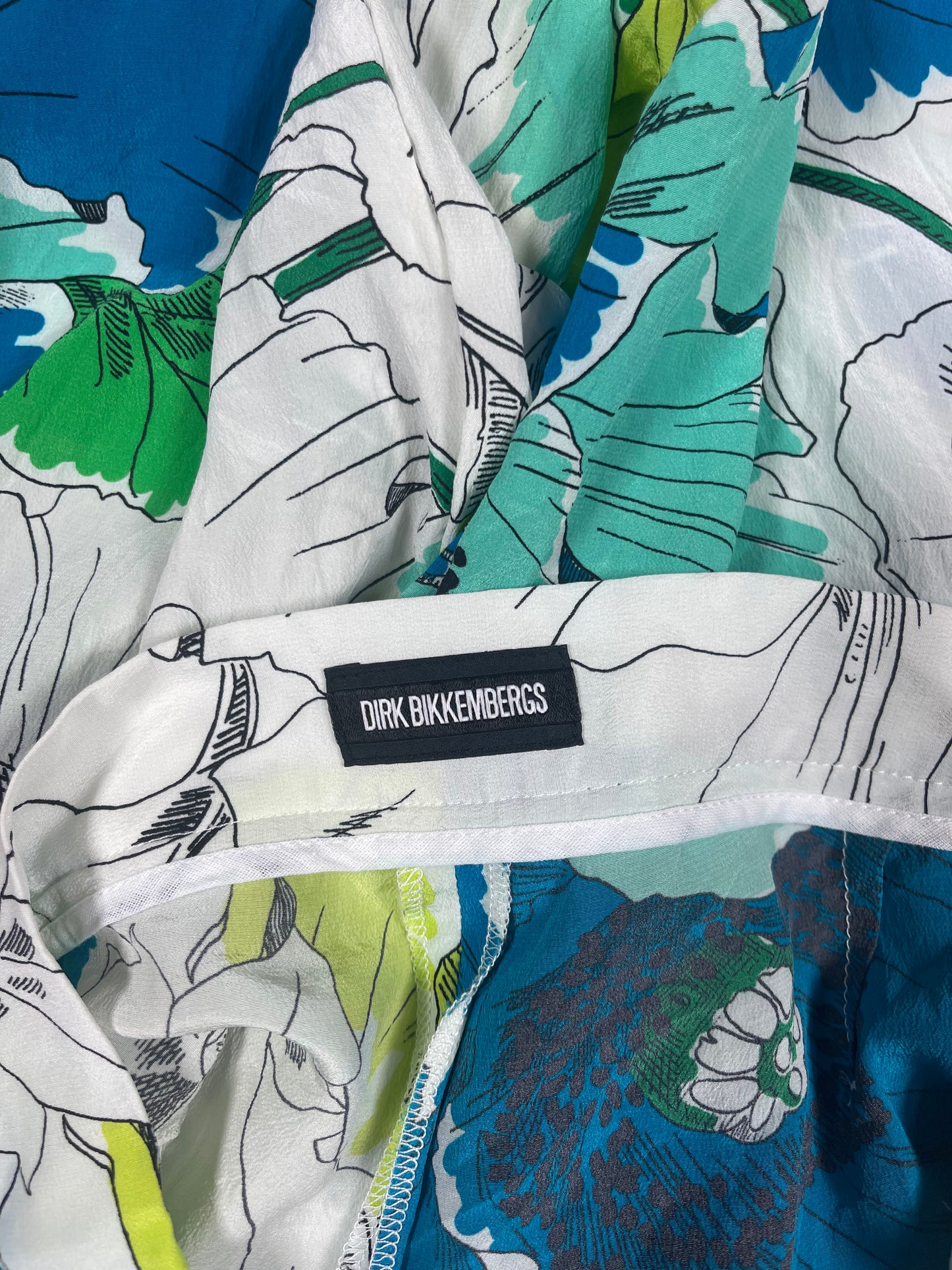 Y2K Dirk Bikkembergs Ankle Pants Trousers 100 Silk Colourful Floral Botanical Pattern Elasticated Waist Size 40 / S