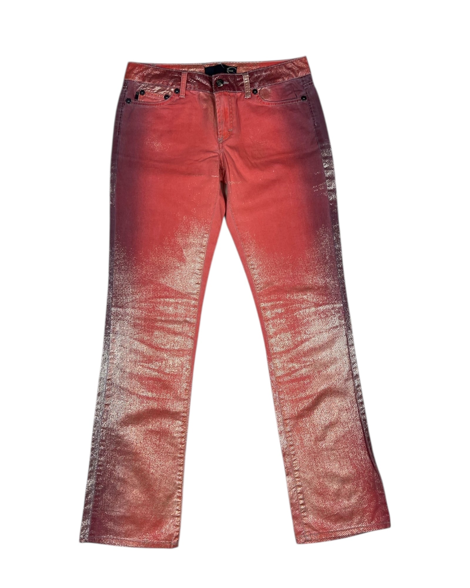 Y2K Just Cavalli Pants Made in Italy Very Low Waist Sunset Orange