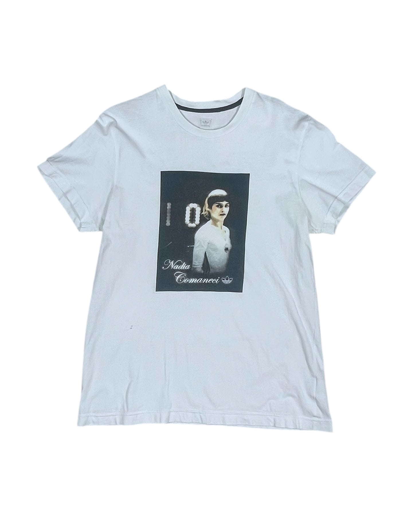 Y2K Nadia Comaneci Perfect Ten Olympics Adidas Originals T-Shirt White