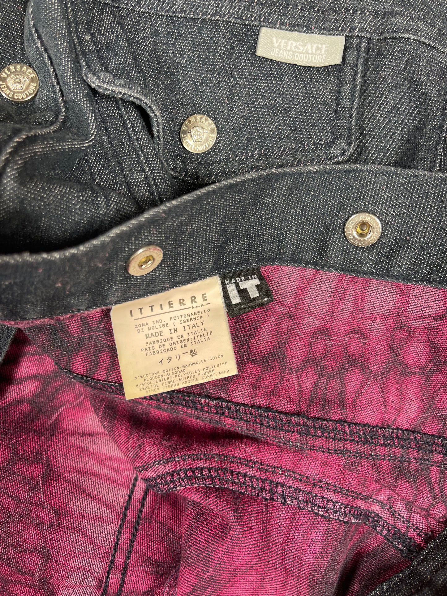 Y2K Versace Jeans Couture Denim Jacket Size M Made in Italy Designer Medusa