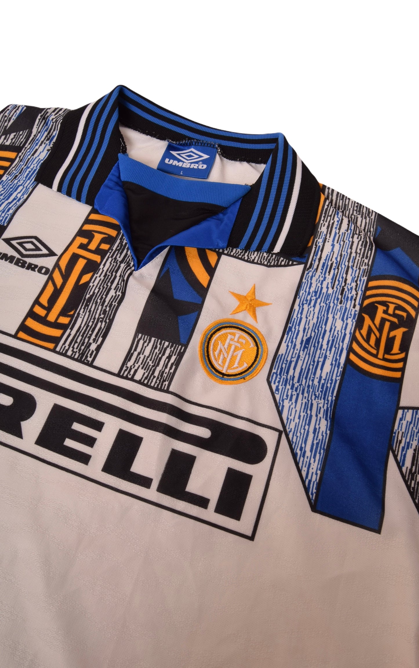 Inter Milano Umbro 1995 - 1996 Away Football Shirt White Pirelli Size L