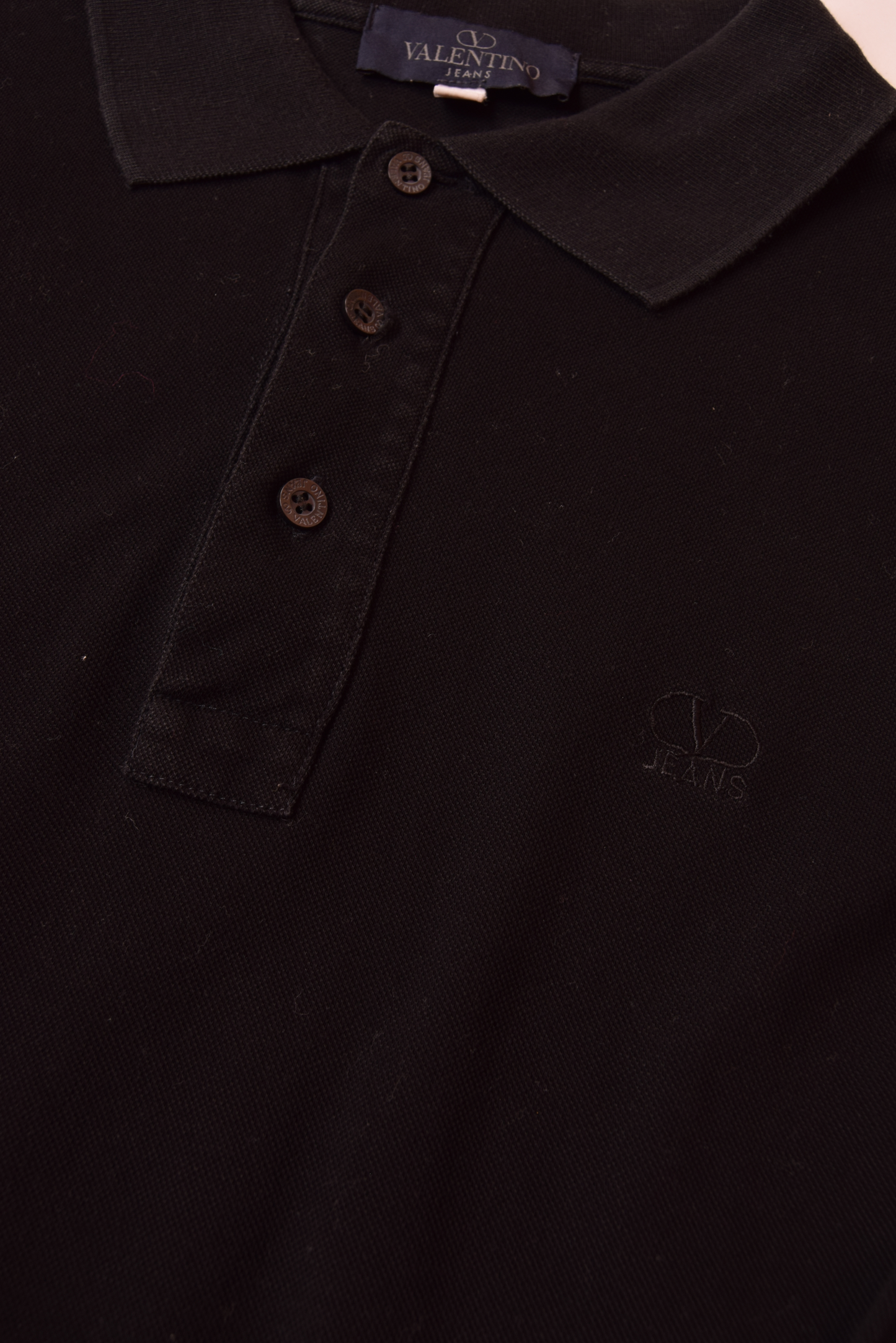 Vintage Valentino Jeans Polo Shirt Made in Italy Black 100% Cotton