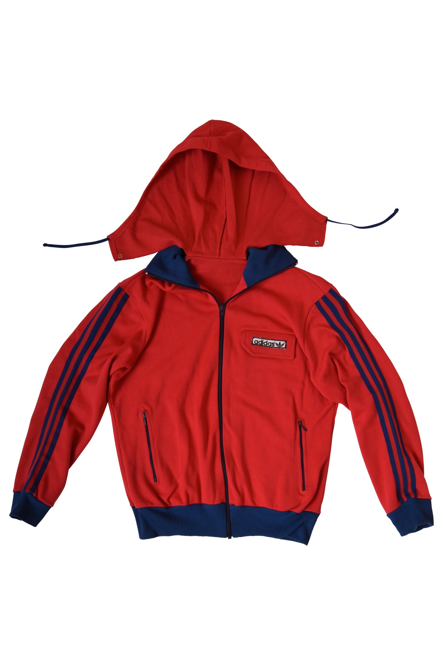Vintage 70's Adidas Jacket/Track top With Hoodie Red Made in Yugoslavia Size S-M