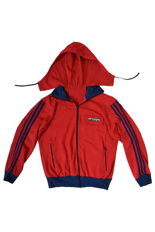 Vintage 70's Adidas Jacket/Track top With Hoodie Red Made in Yugoslavia Size S-M