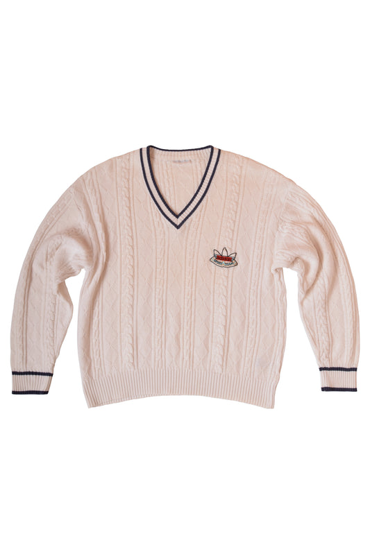Vintage 80's Tennis Jumper Made in West Germany  Size L White