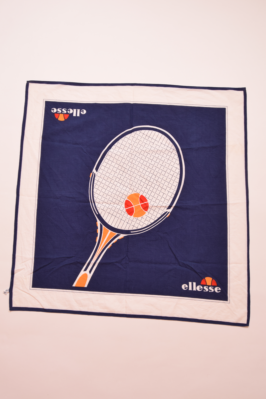 Vintage Ellessse 90's Scarf Tennis Print Made in Italy 100 % Pure Cotton