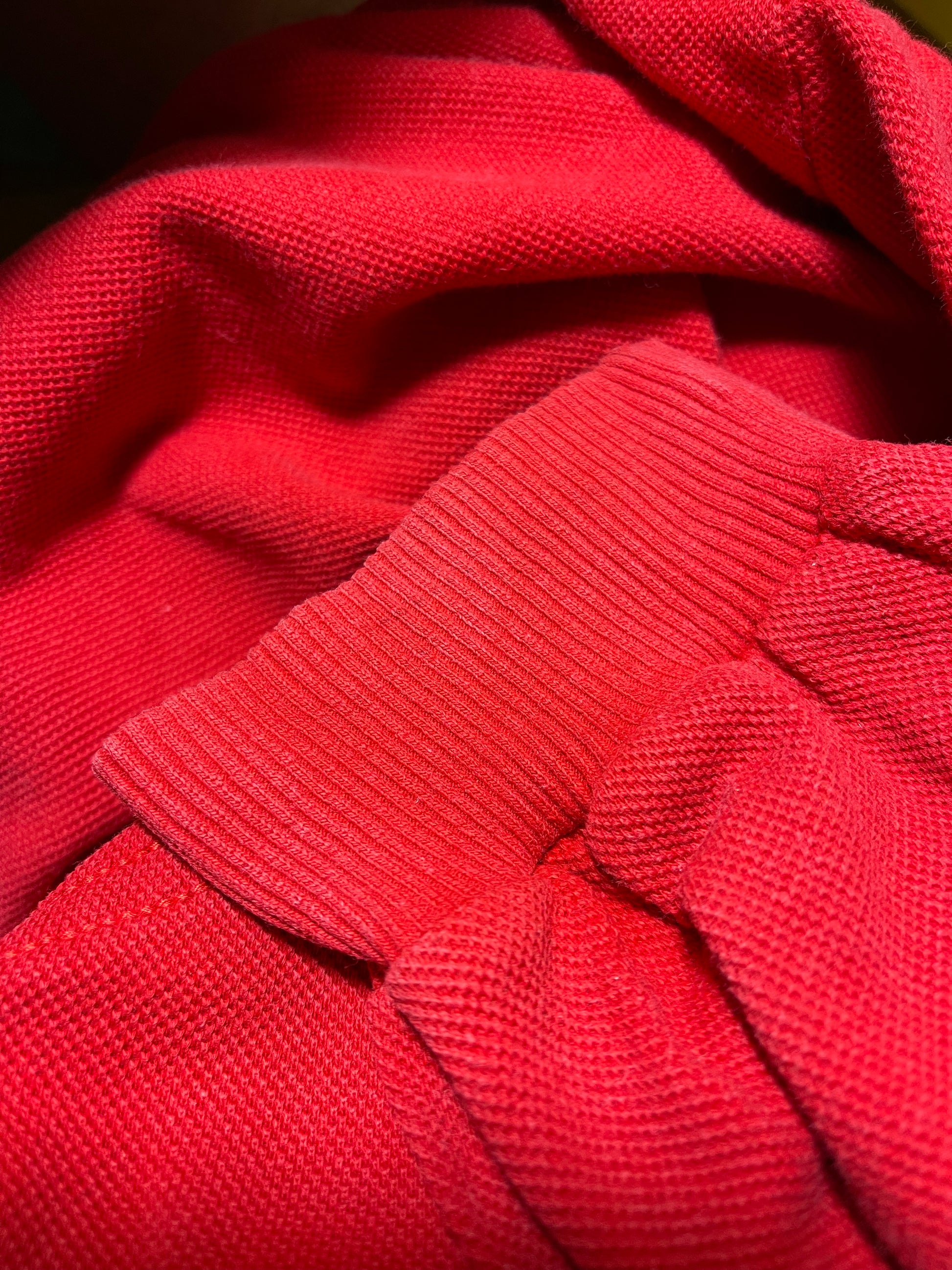 Vintage 80's Lacoste Pique Sweatshirt Crew Neck Embroidered Logo Made in France Size L-XL 100% Cotton Red