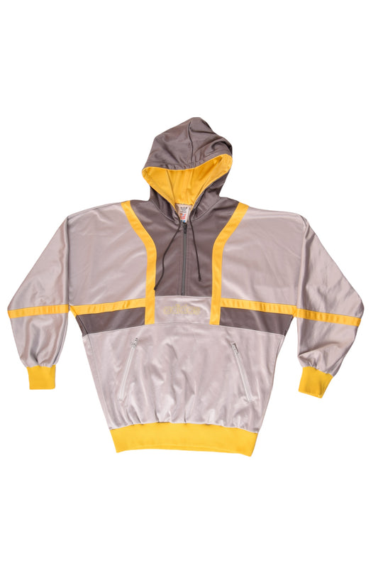 Vintage 80's Adidas Sweatshirt Hoodie Jacket Size M-L Made in Western Germany Grey Yellow