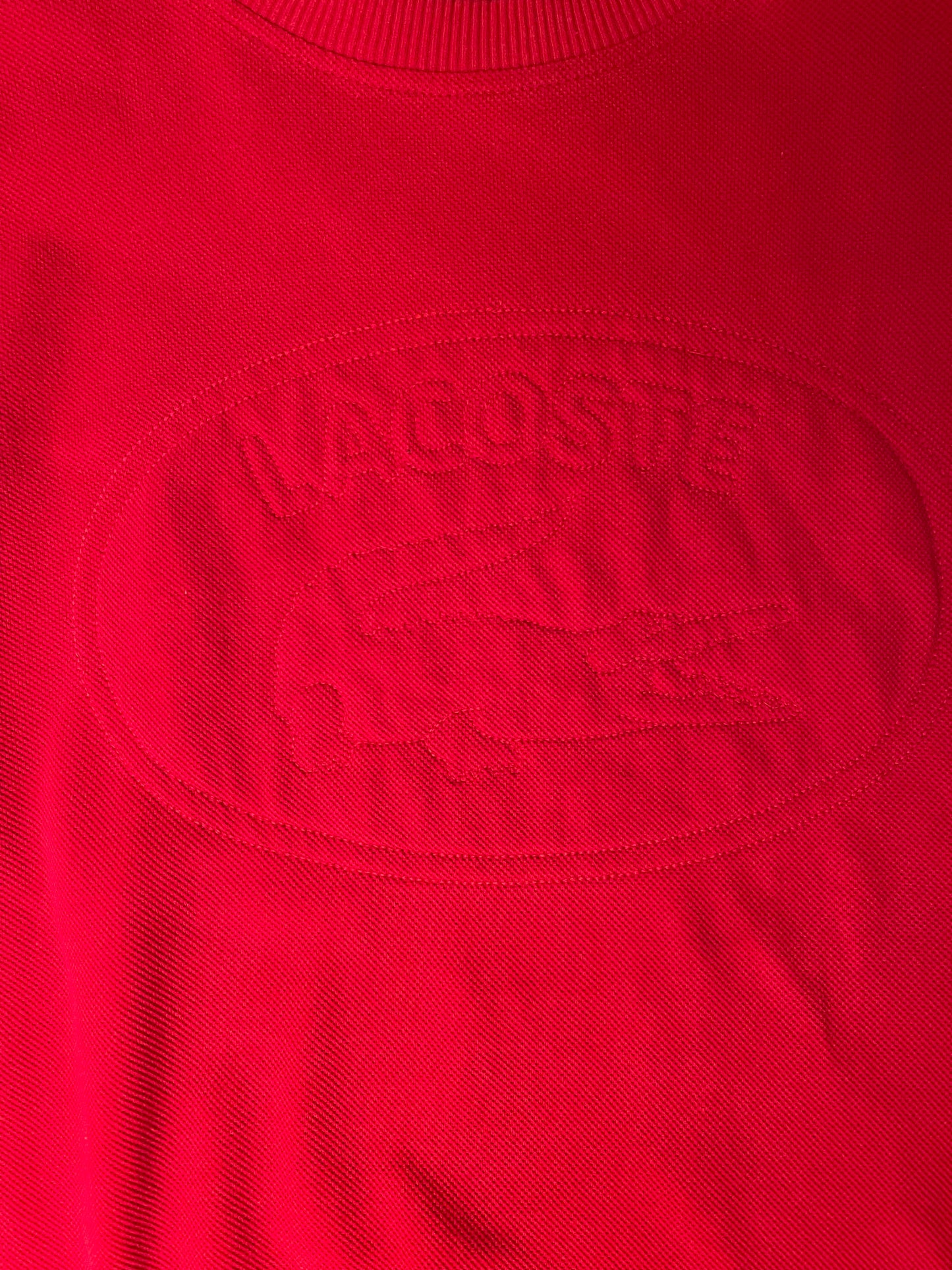 Vintage 80's Lacoste Pique Sweatshirt Crew Neck Embroidered Logo Made in France Size L-XL 100% Cotton Red