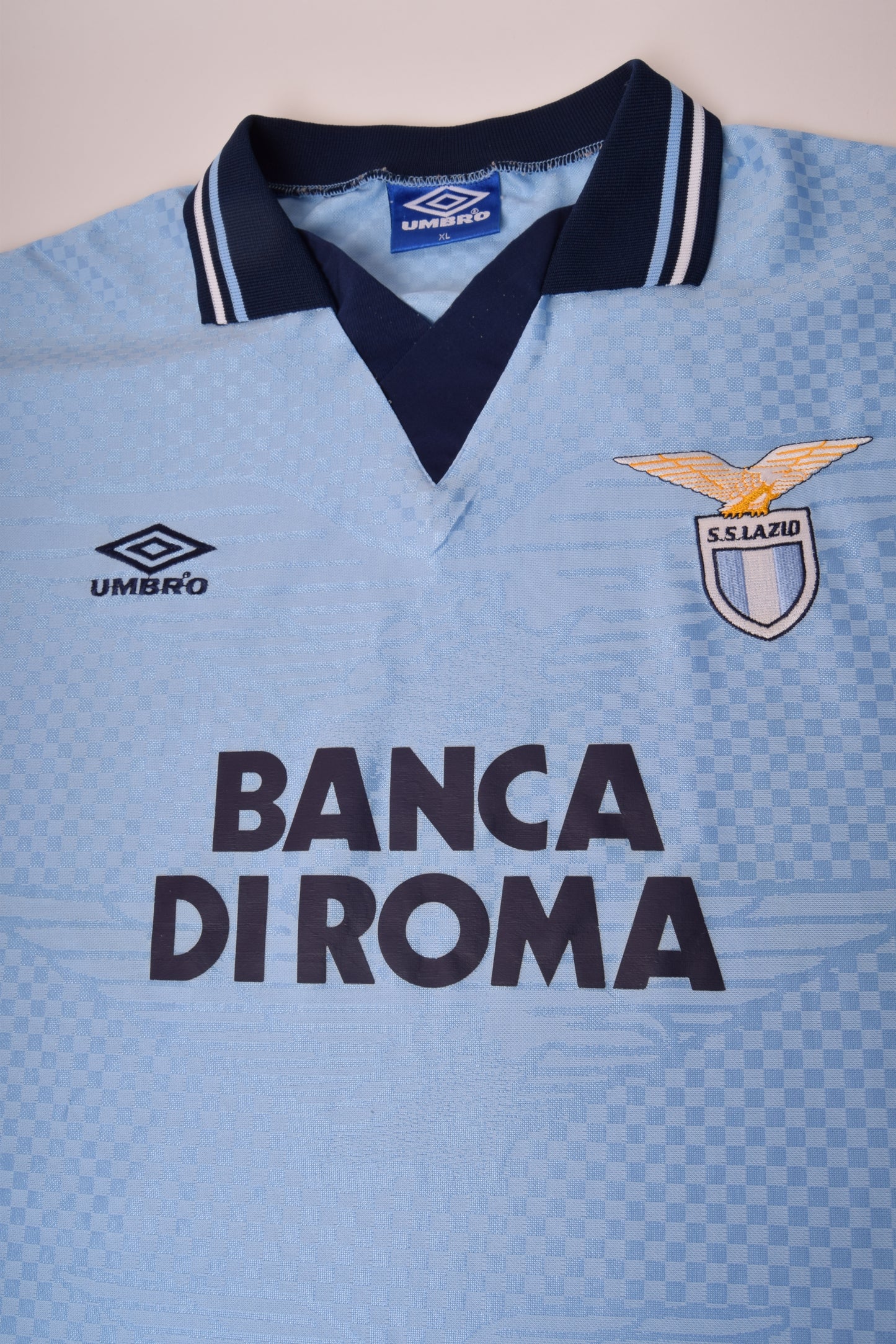 Vintage Lazio Roma Umbro 1995-1996 Home Football Shirt Size XL Banca Di Roma Made in England Blue