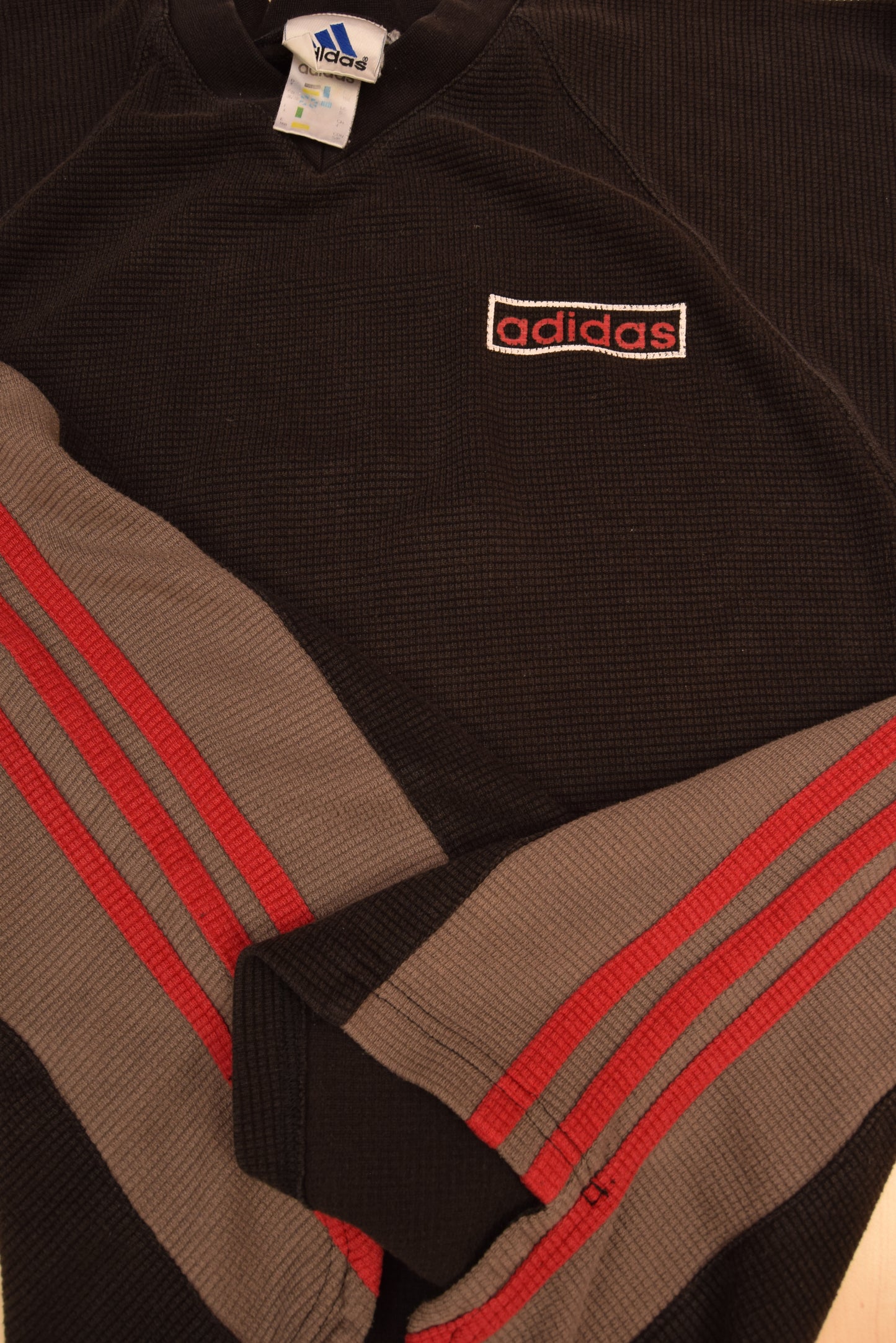 Vintage Adidas Sweatshirt The Brand With The Three Stripes Black Red Size S-M