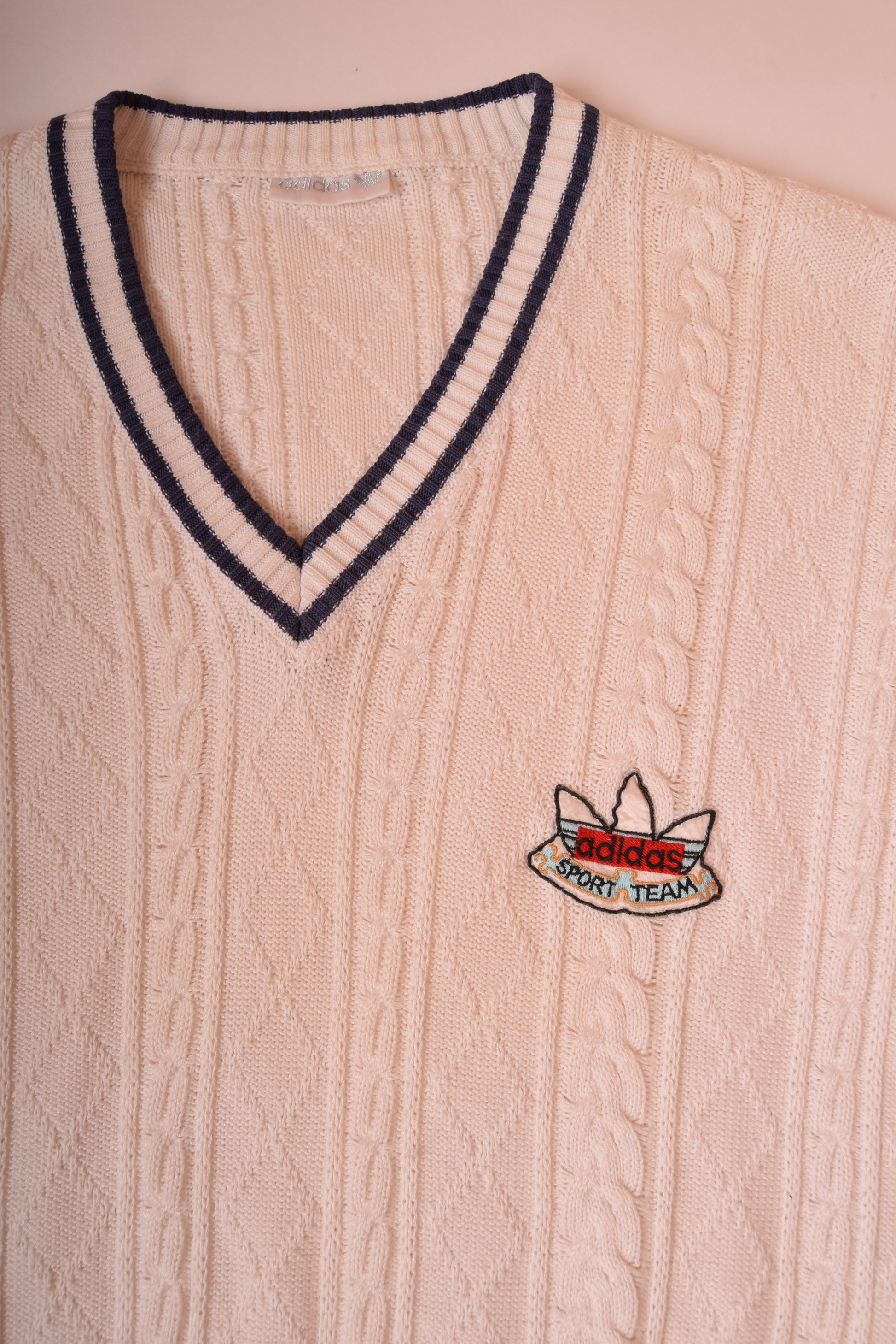 Vintage 80's Tennis Jumper Made in West Germany  Size L White