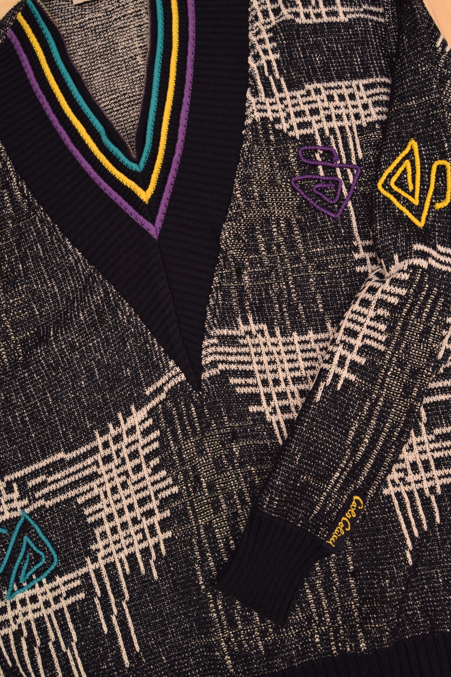 Vintage 80's Carlo Colucci Moda Uomo Jumper Abstract Pattern Made in West Germany Size M-L Black White