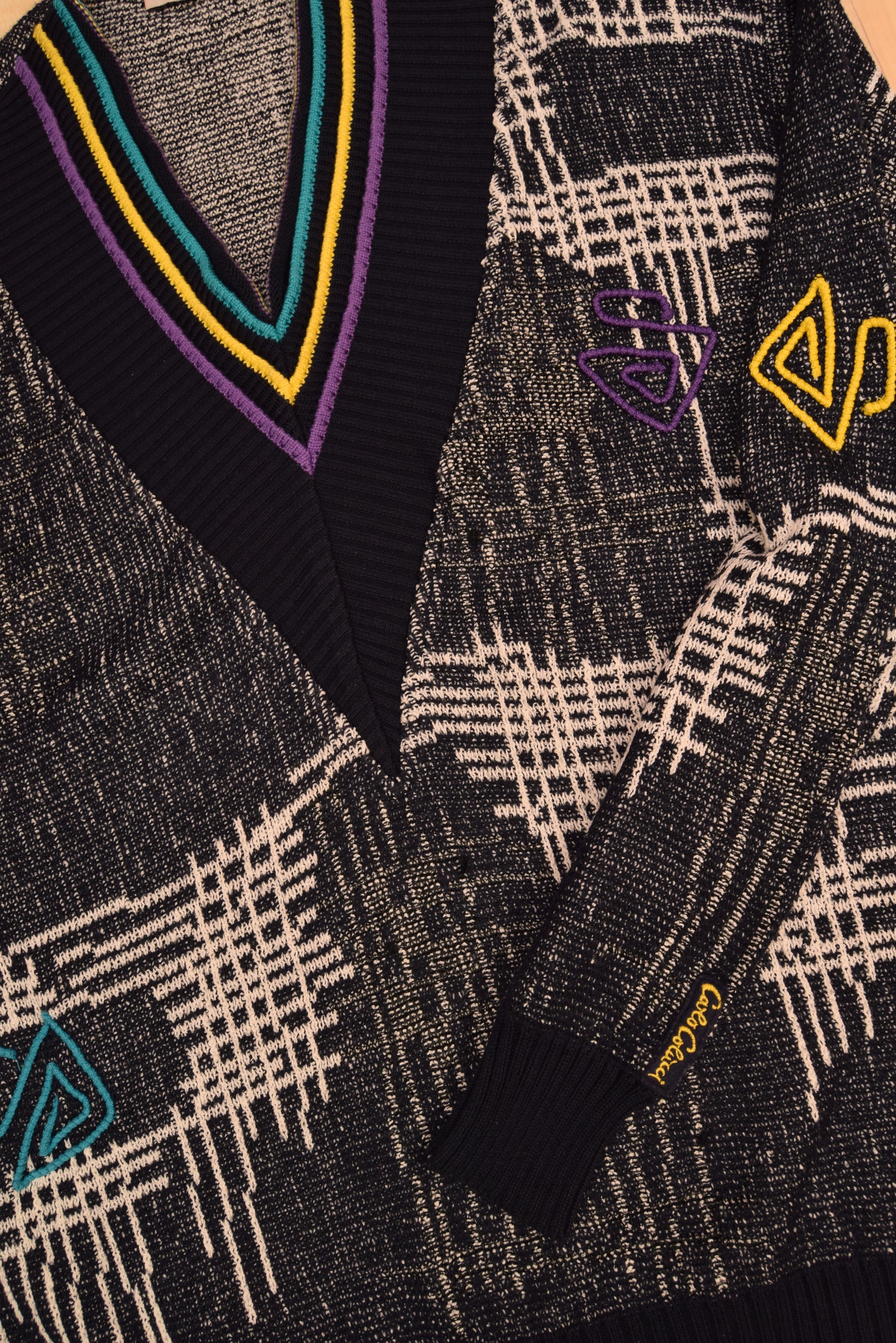 Vintage 80's Carlo Colucci Moda Uomo Jumper Abstract Pattern Made in West Germany Size M-L Black White