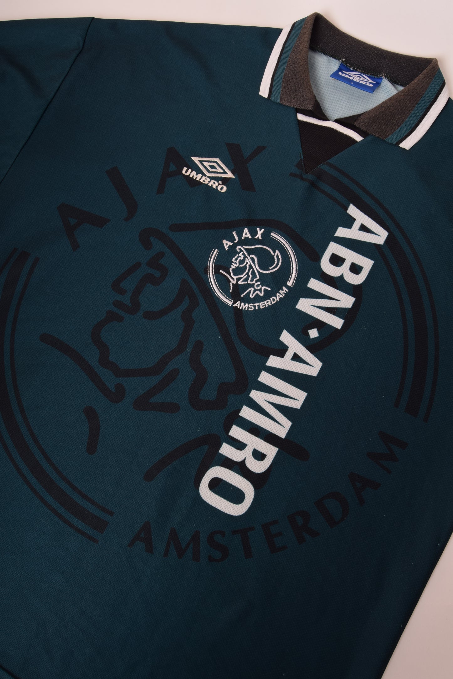Vintage Ajax Amsterdam Umbro 1995-1996 Away Football Shirt Size L Abn Amro Dark Green