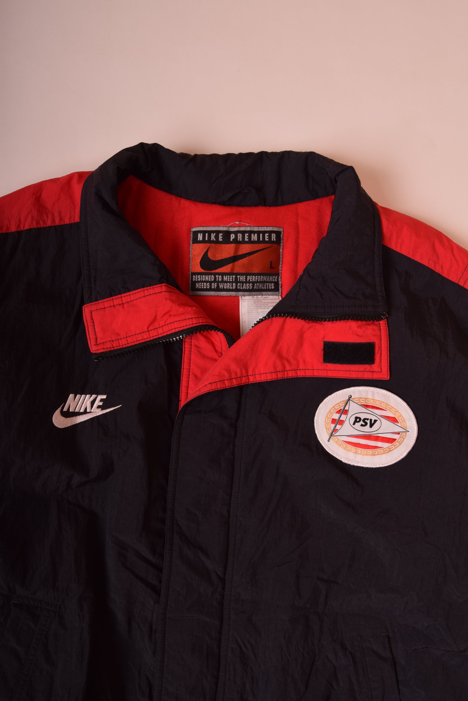 Vintage PSV Eindhoven Nike Premier Jacket / Bomber 1996-1997 Size L Black Red