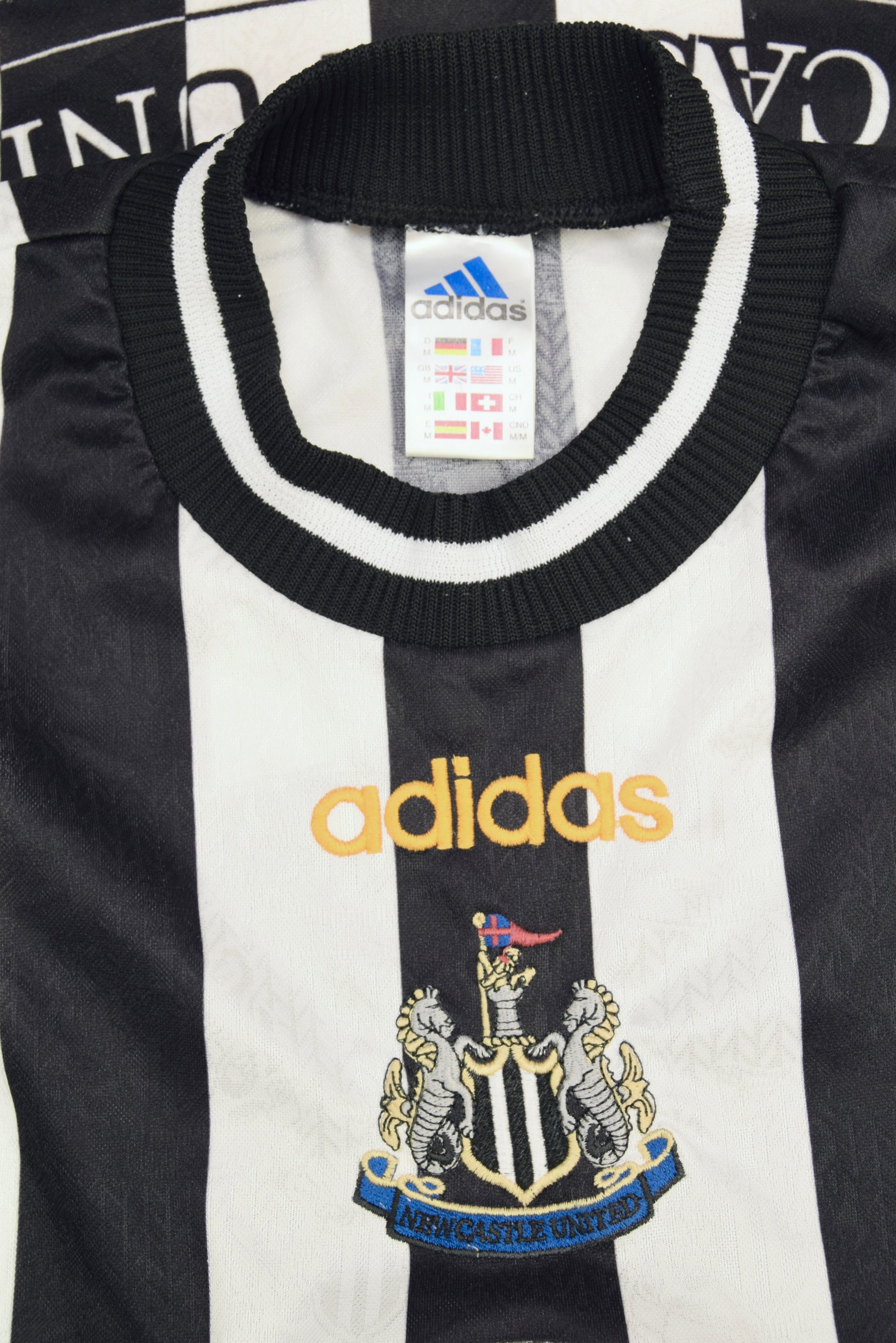 Newcastle Adidas 1997 - 1998 Home Football Shirt Made in England Size M White Black Newcastle Brown Ale