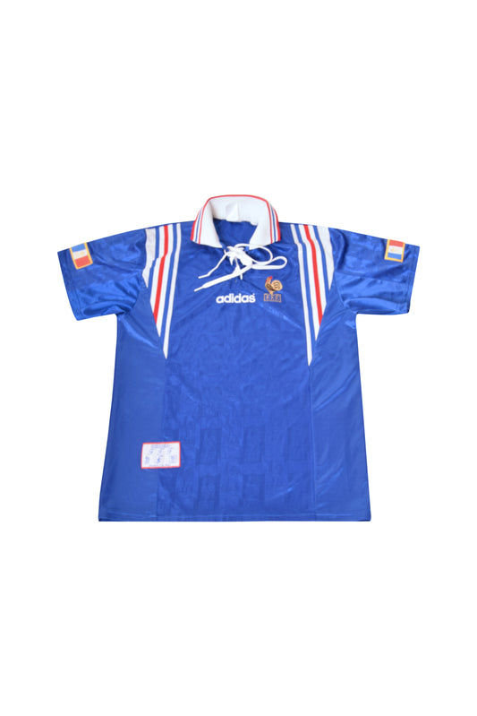 Vintage France Adidas Football Shirt Home '96-'97 Blue Size M