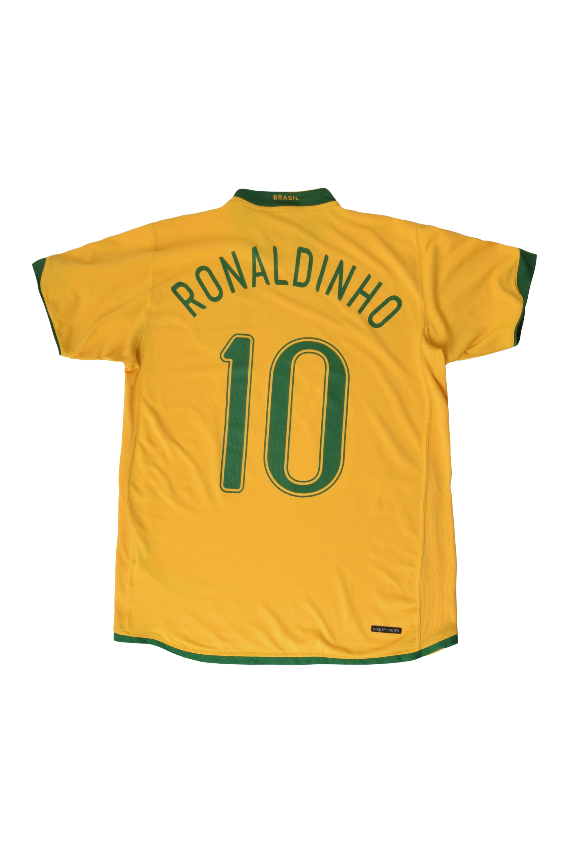 Brazil Brasil Ronaldinho #10 Nike 2006 - 2007 Home Football Shirt Yellow Size M Sphere Dry