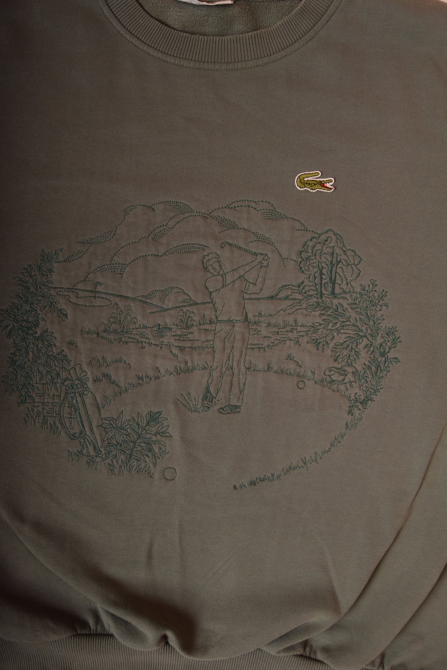 Vintage 80's Lacoste Chemise Sweatshirt Made in France Size L-XL Cotton