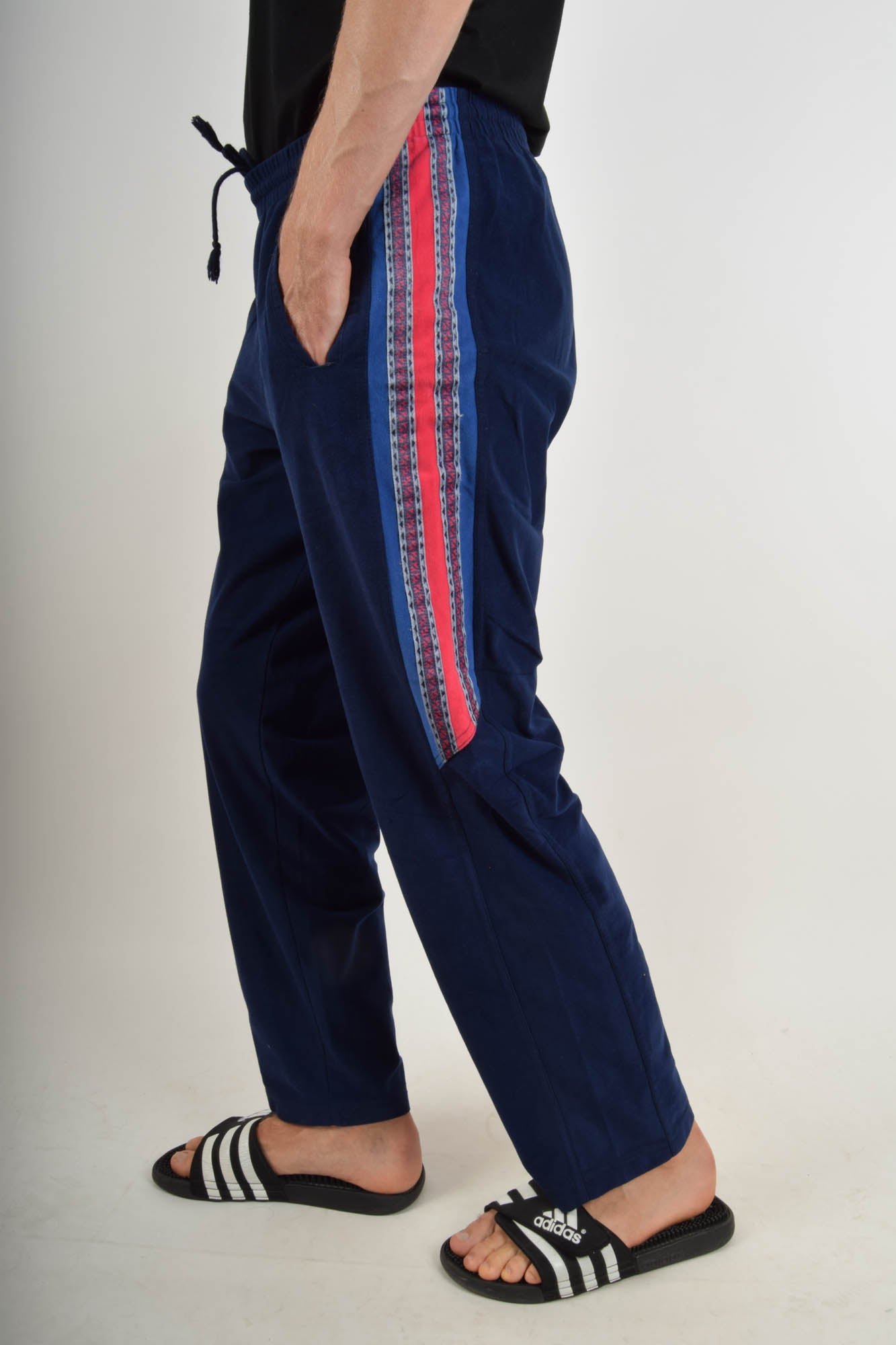 Vintage Diadora Track pants / Poppers 90's Size M Blue Pink
