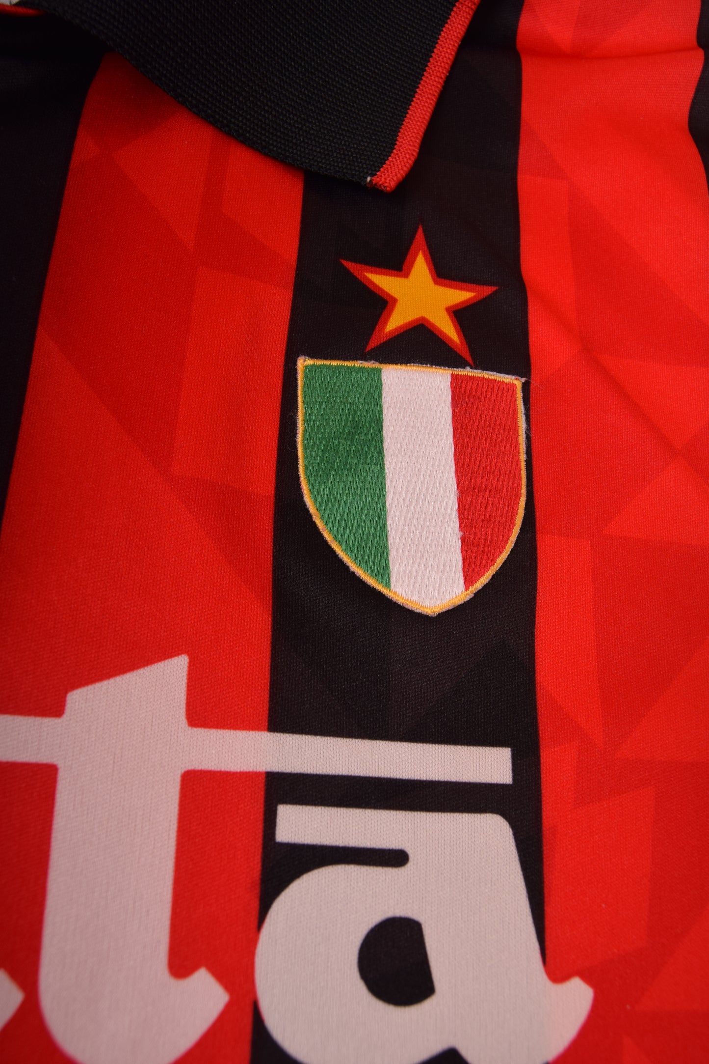 AC Milan Lotto Home Football Shirt 1993-1994 Long Sleeve Motta