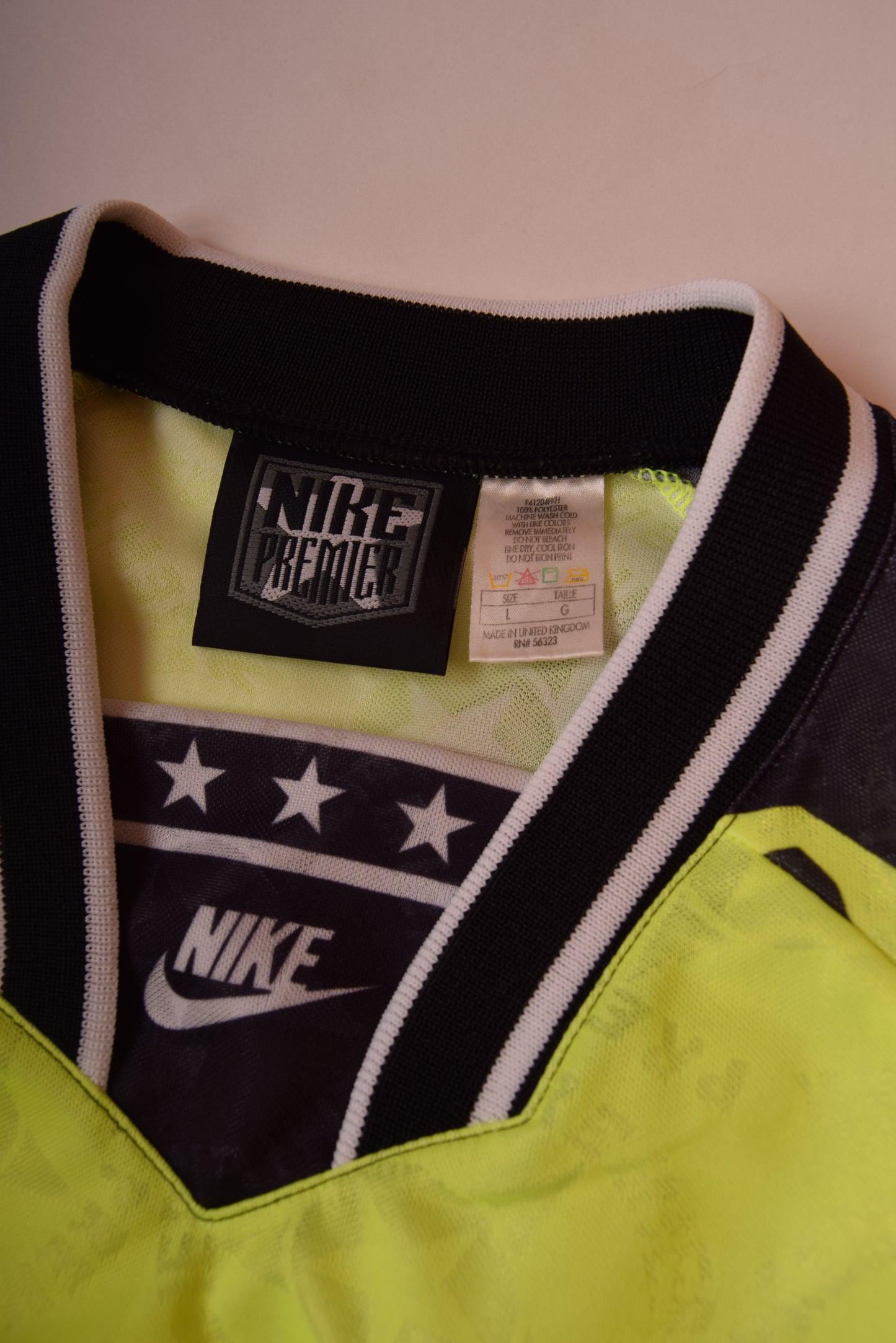 Vintage Nike Premier Football Shirt BVB Borussia Dortmund Pattern '94 - '95 Neon Eagle Wings