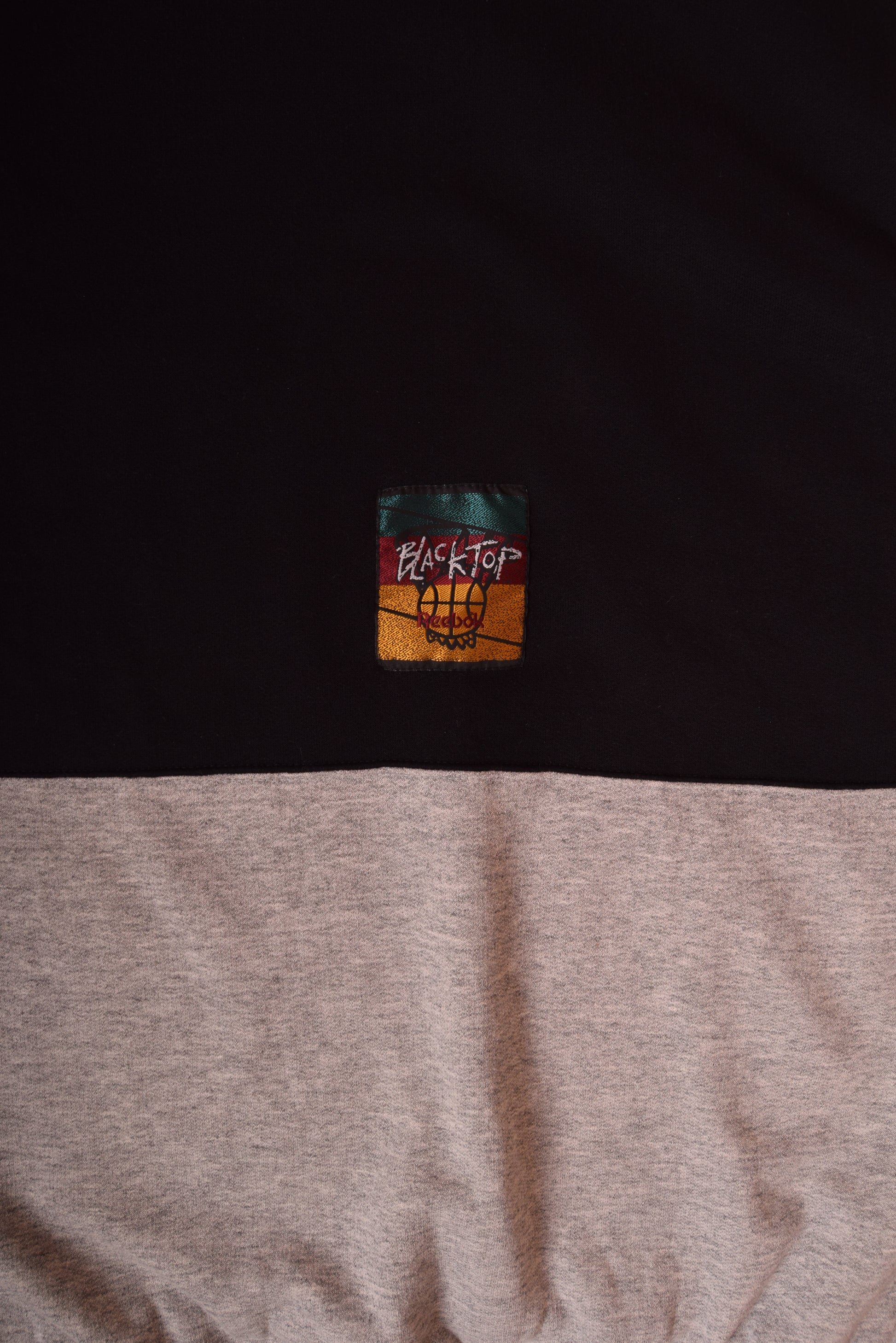 Vintage Reebok BlackTop Basketball Hoodie Sweatshirt Size XL Black Grey