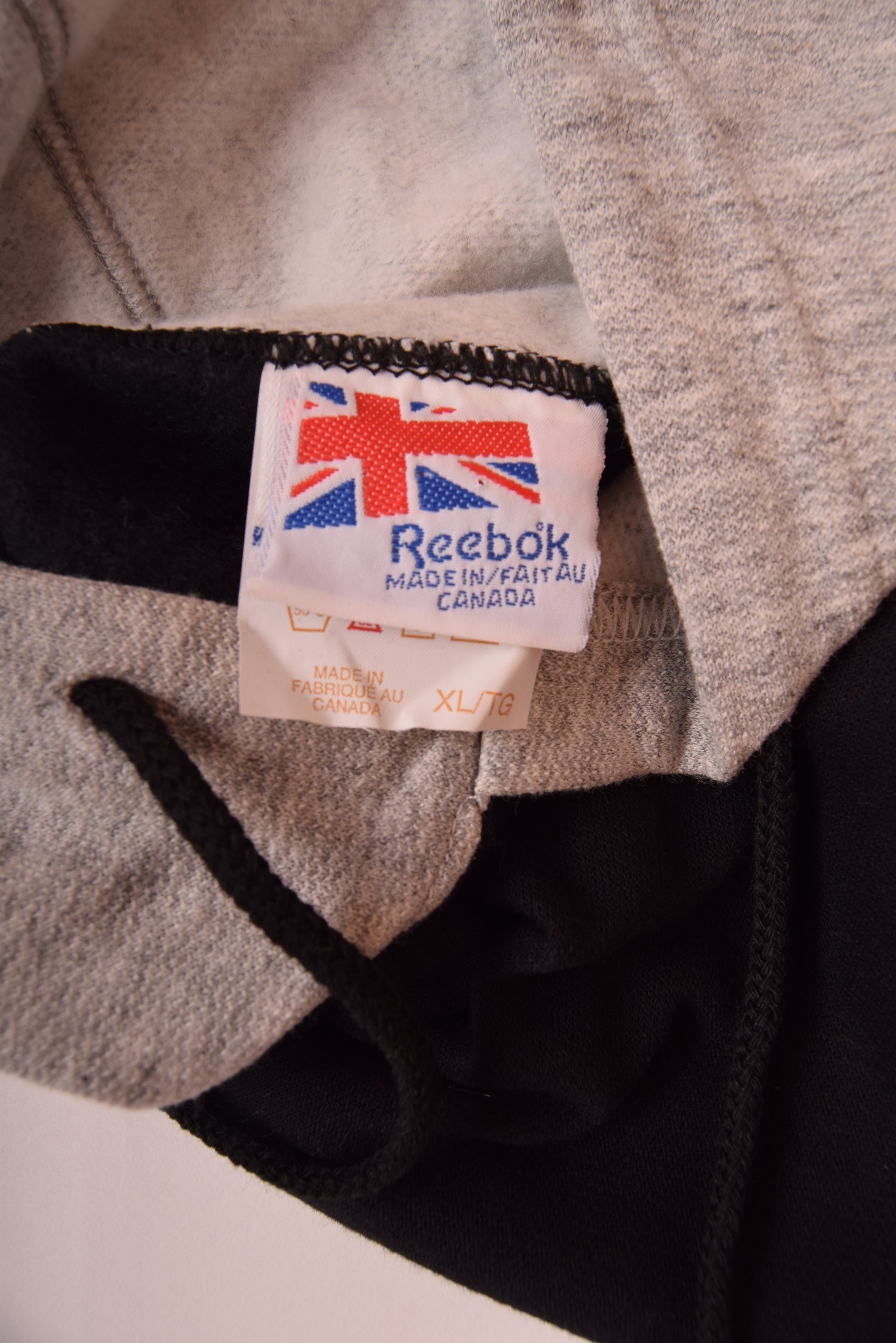 Vintage Reebok BlackTop Basketball Hoodie Sweatshirt Size XL Black Grey