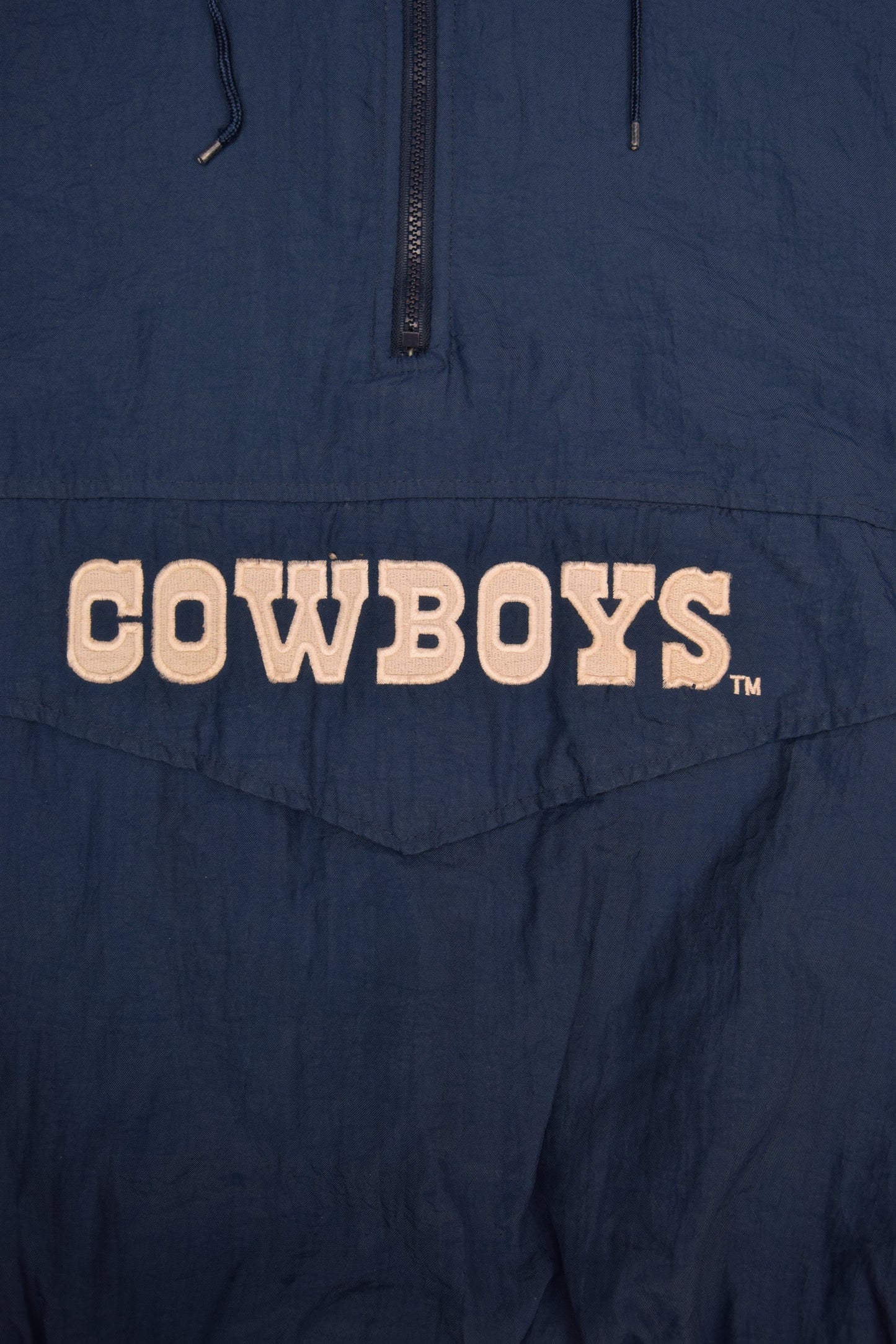 Vintage 90's Starter Cowboys Dallas Quilted Jacket NFL 1/4 Quarter Zip Size XL Blue