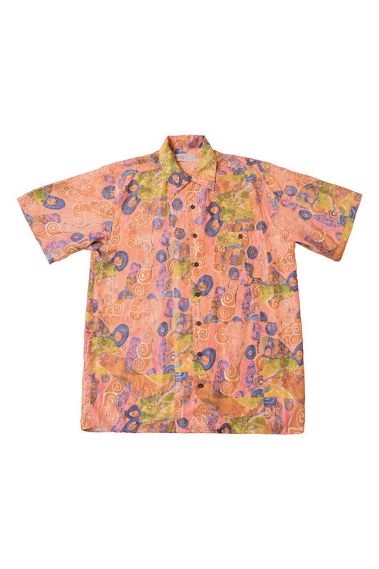 Vintage Silk Festival Shirts Crazy Pattern