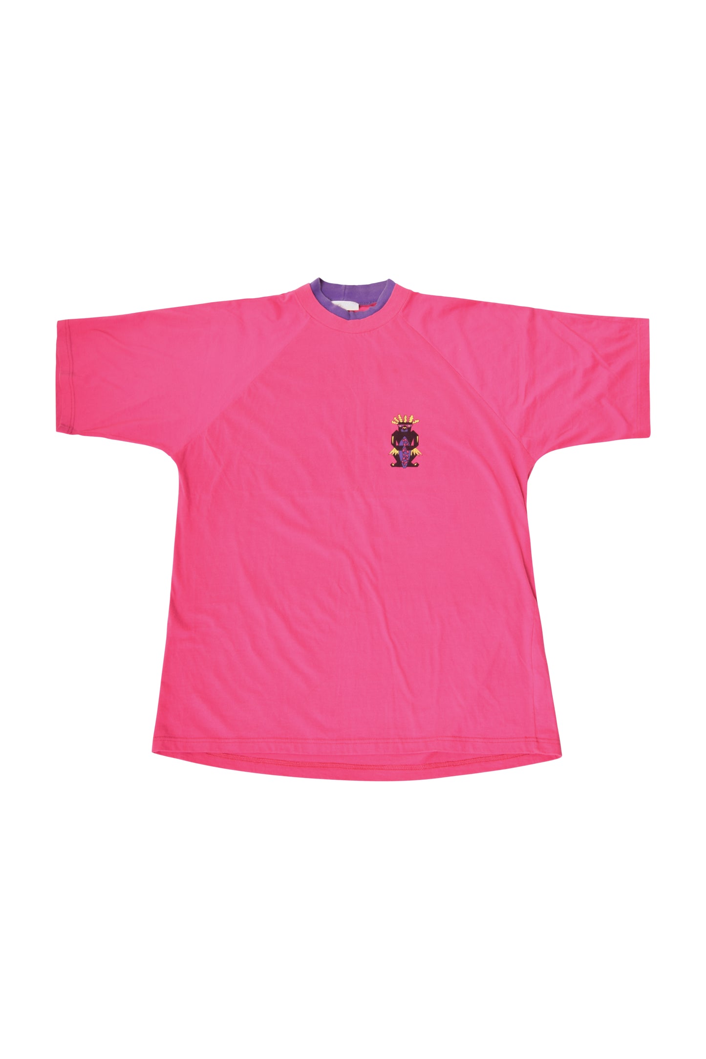 Vintage Adidas 80's Tribal Print T-Shirt Size S-M Magenta Made in Yugoslavia 100% Cotton