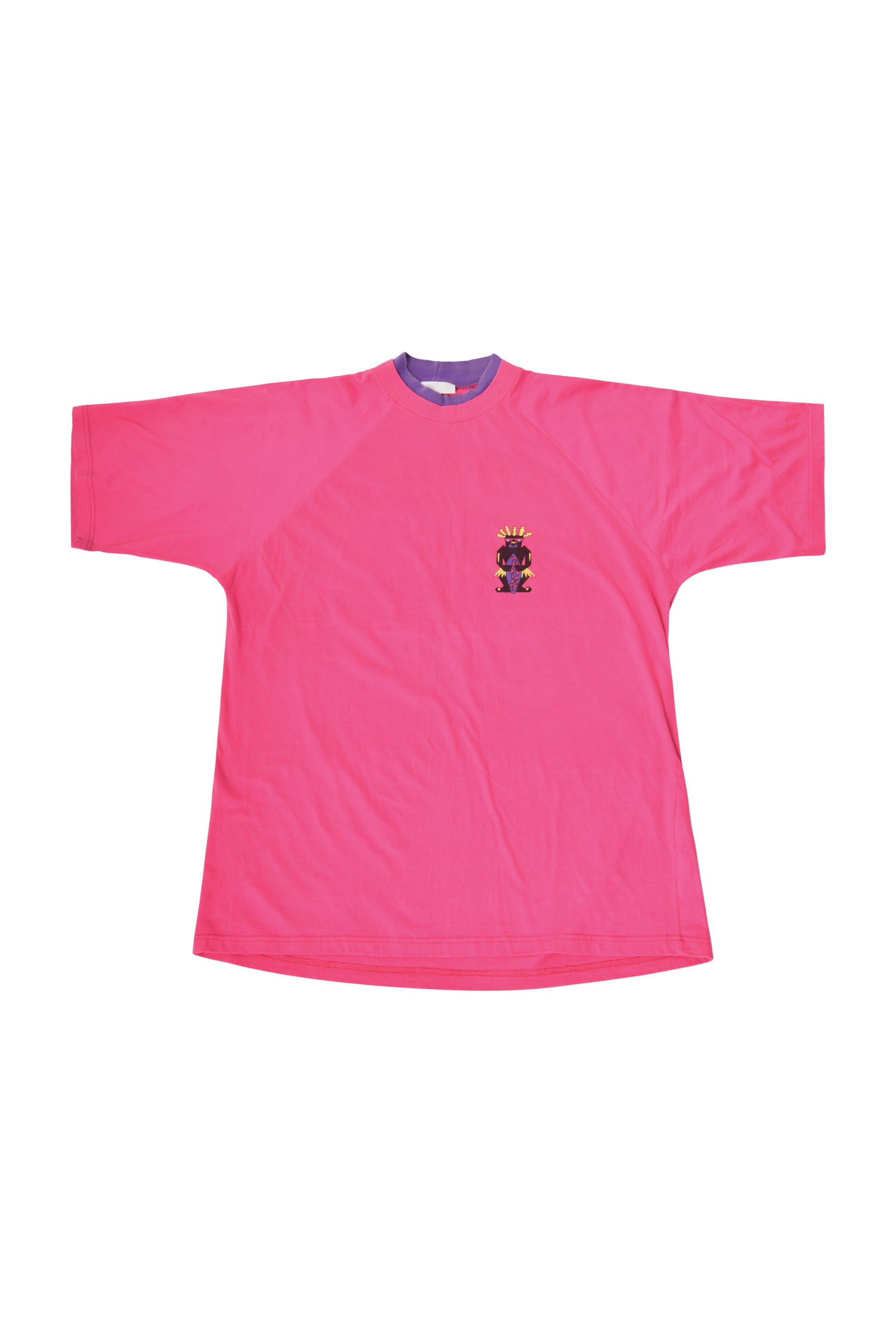 Vintage Adidas 80's Tribal Print T-Shirt Size S-M Magenta Made in Yugoslavia 100% Cotton