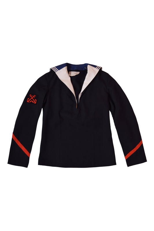 80's Vintage Sailor Shirt with Detachable Collar Blue Navy