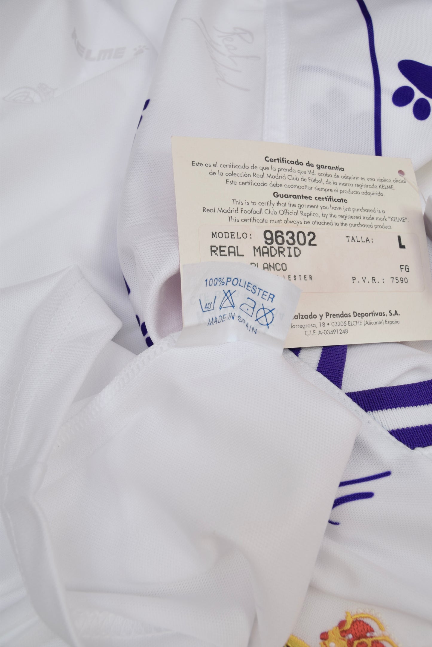 Vintage Real Madrid Kelme Home Football Shirt 1994 - 1995 Home White Teka BNWT NOS OG DS New Size L