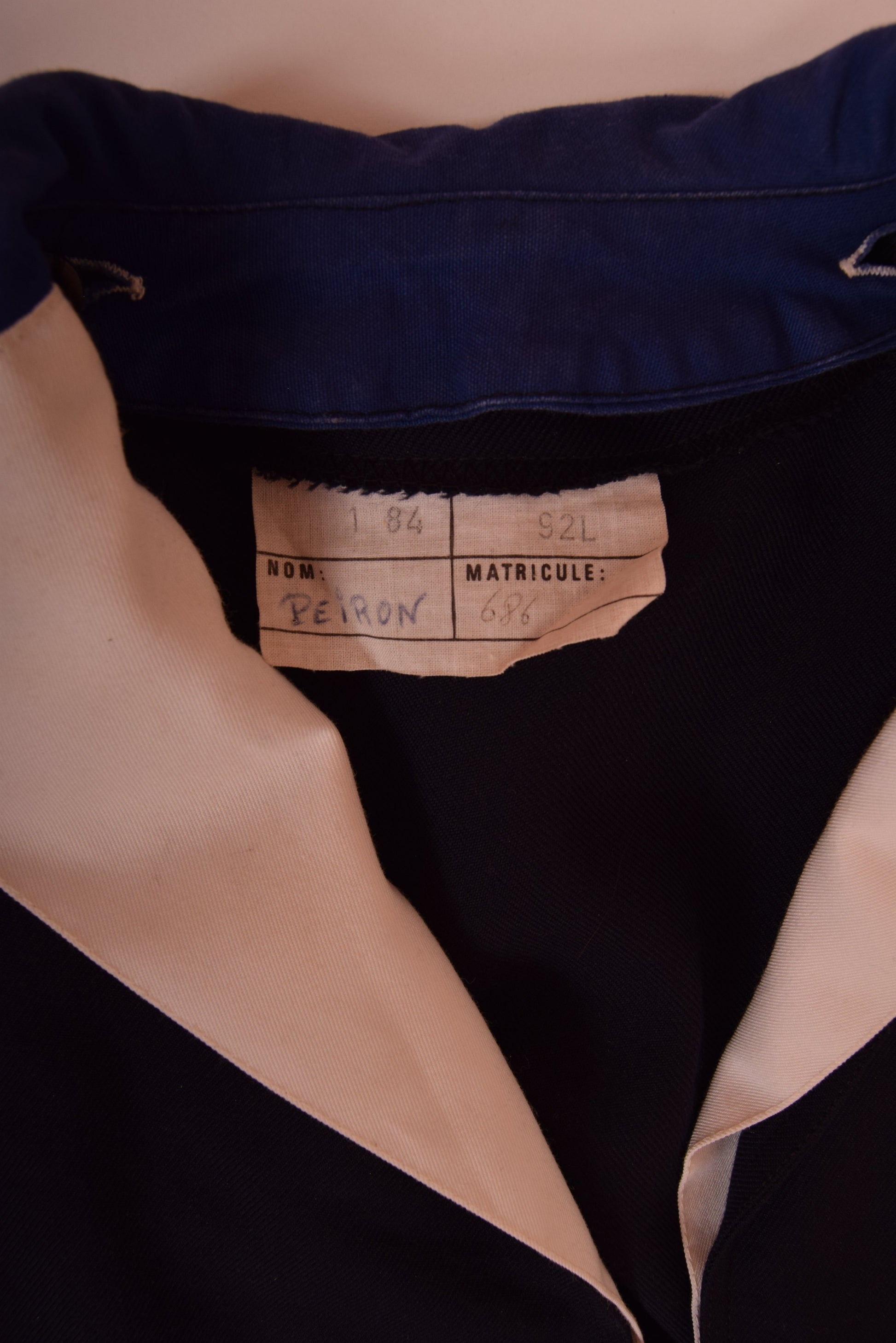 80's Vintage Sailor Shirt with Detachable Collar Blue Navy