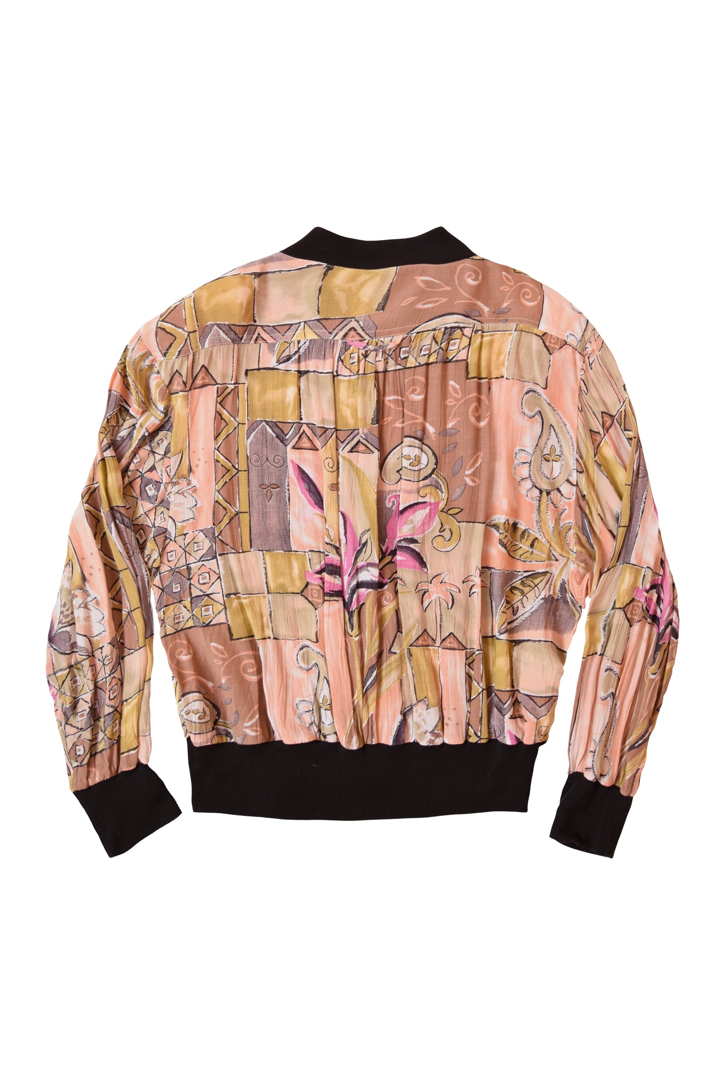 Vintage 80's Jacket / Shirt with Shoulder Pads Floral & Geometric Pattern Size M-L