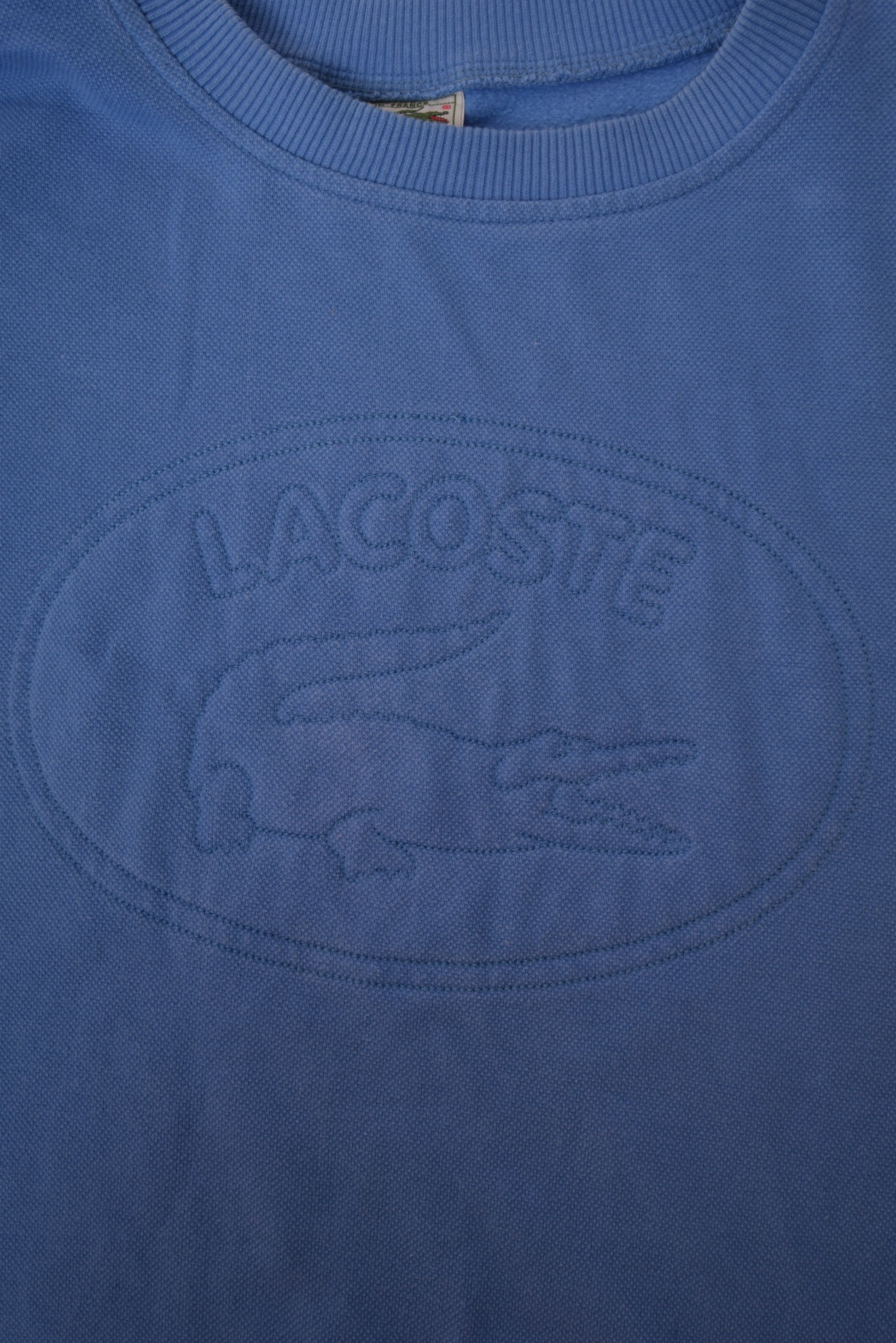 Vintage 80's Lacoste Pique Sweatshirt Crew Neck Made in France Size M-L 100% Cotton