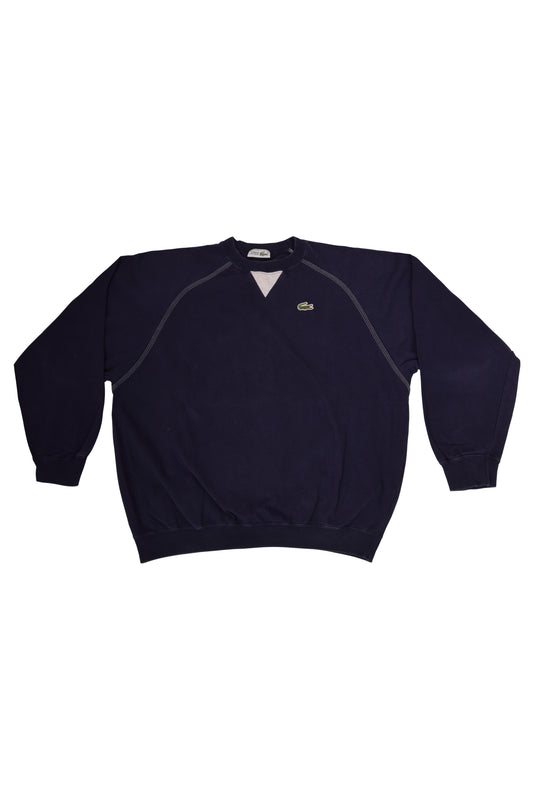 Vintage Lacoste 80's Sweatshirt Made in France Size L-XL Blue Navy